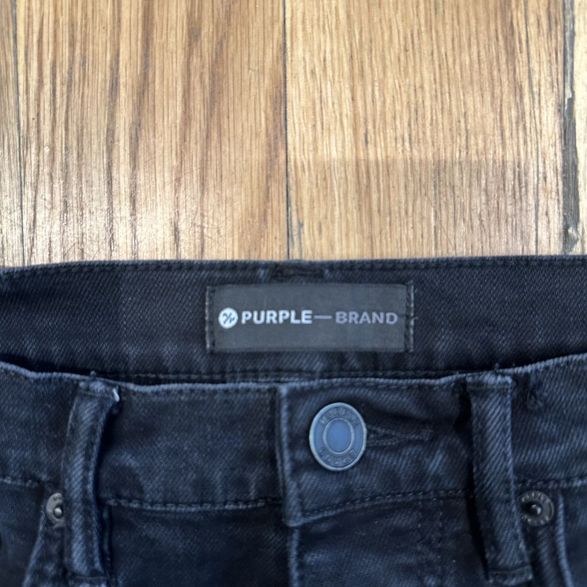Purple Brand Purple Brand Knee Hole Patched Black Denim Jeans Size 29 Size US 29 - 3 Thumbnail