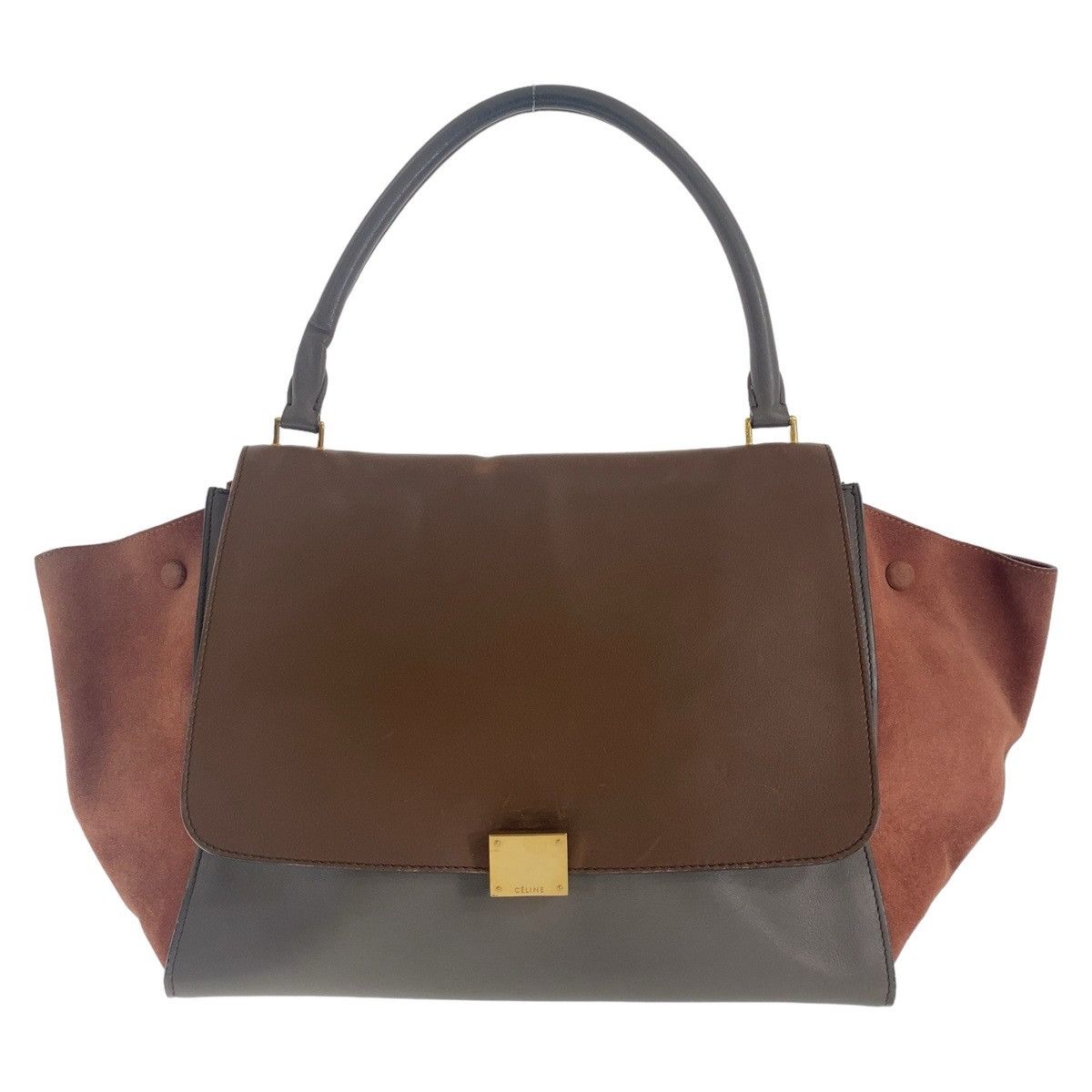 Celine Celine Celine Trapeze Leather Suede Handbag Brown Gray Gold Hardware Leather Handbag in Very Good Condition Size ONE SIZE - 1 Thumbnail