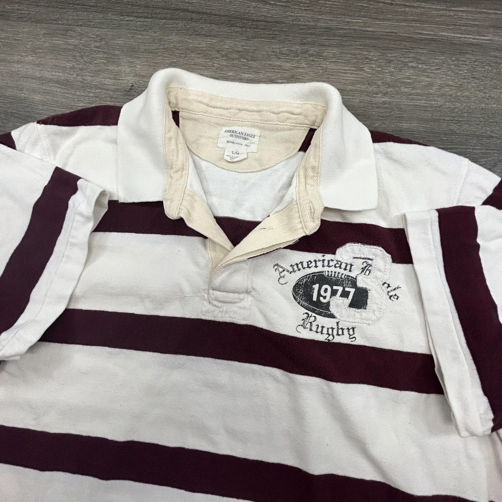 American Eagle Outfitters VINTAGE American Eagle Outfitters Rugby Shirt Mens L Polo White Maroon 90s Crest 1977 Size US L / EU 52-54 / 3 - 2 Thumbnail