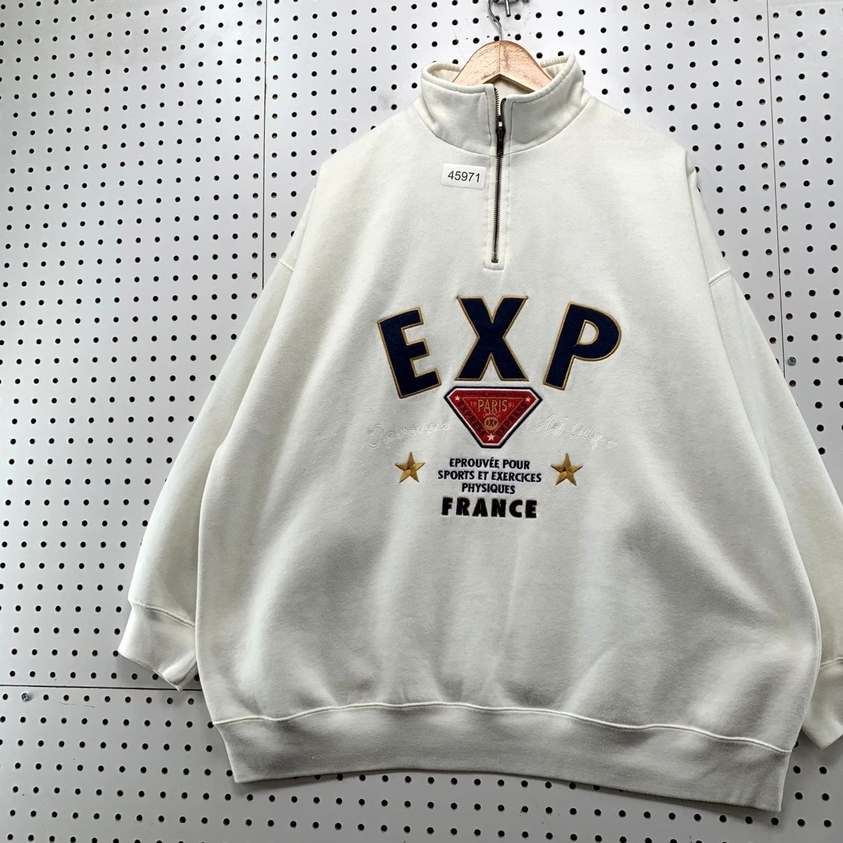 Express VINTAGE Express Sweatshirt Mens XL White Oversized 1/4 Zip Fleece Embroidered Size US XL / EU 56 / 4 - 2 Thumbnail