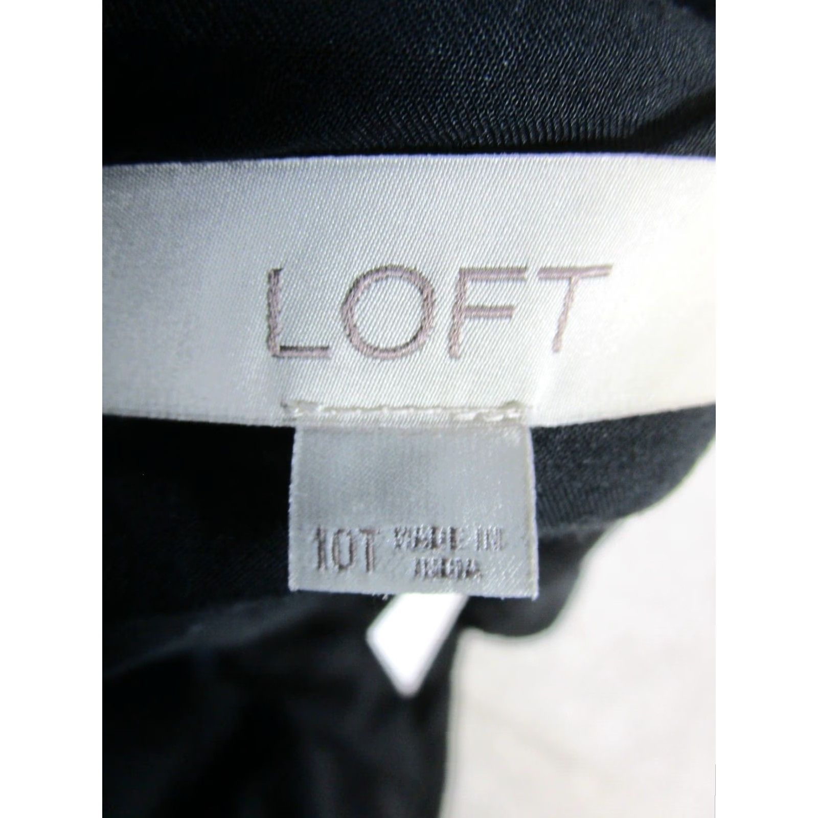 Loft LOFT Dress Tall 10 Black New Knee Length V-Neck Short Sleeve Zip Solid Fit & Flare Sheath Pencil Dress Womens Size L / US 10 / IT 46 - 3 Thumbnail