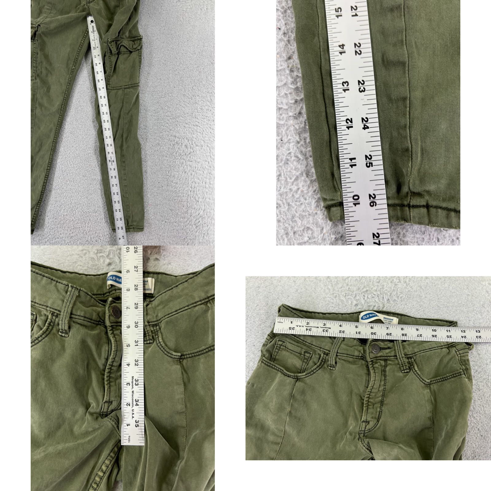 Old Navy Old Navy Rockstar High Rise Super Skinny Jeans Women 0 Green Denim Distressed 90s Size 25" / US 0 / IT 36 - 8 Thumbnail