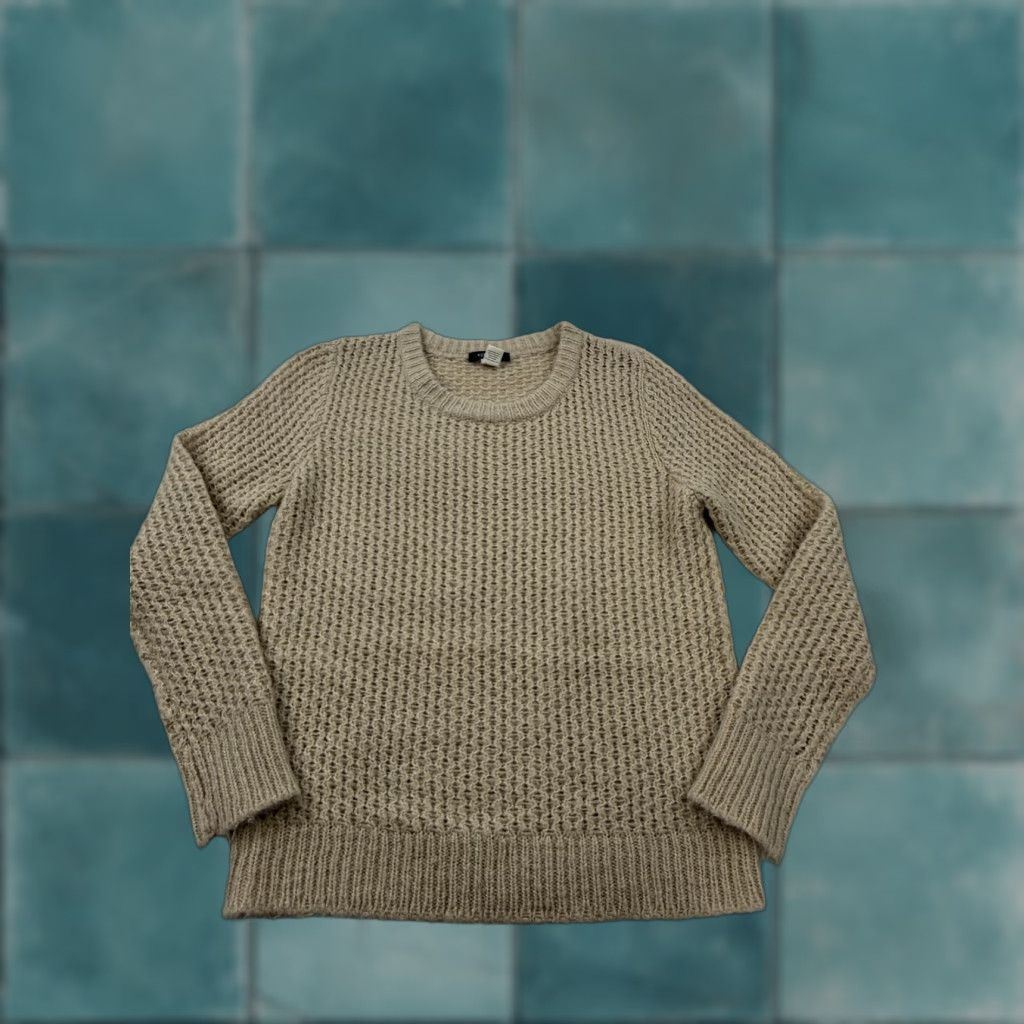 Vintage KERISMA Sweater Womens Small Beige Wool Blend Crewneck Pullover Long Sleeve Raglan Knit Waffle Knit Casual Fall Winter Size S / US 4 / IT 40 - 1 Thumbnail