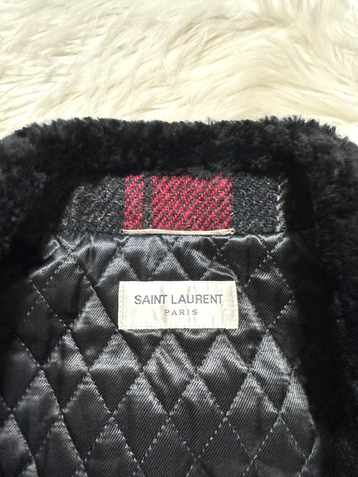 Saint Laurent Paris Saint Laurent Paris, fur collar, check pattern jacket Size US S / EU 44-46 / 1 - 5 Thumbnail