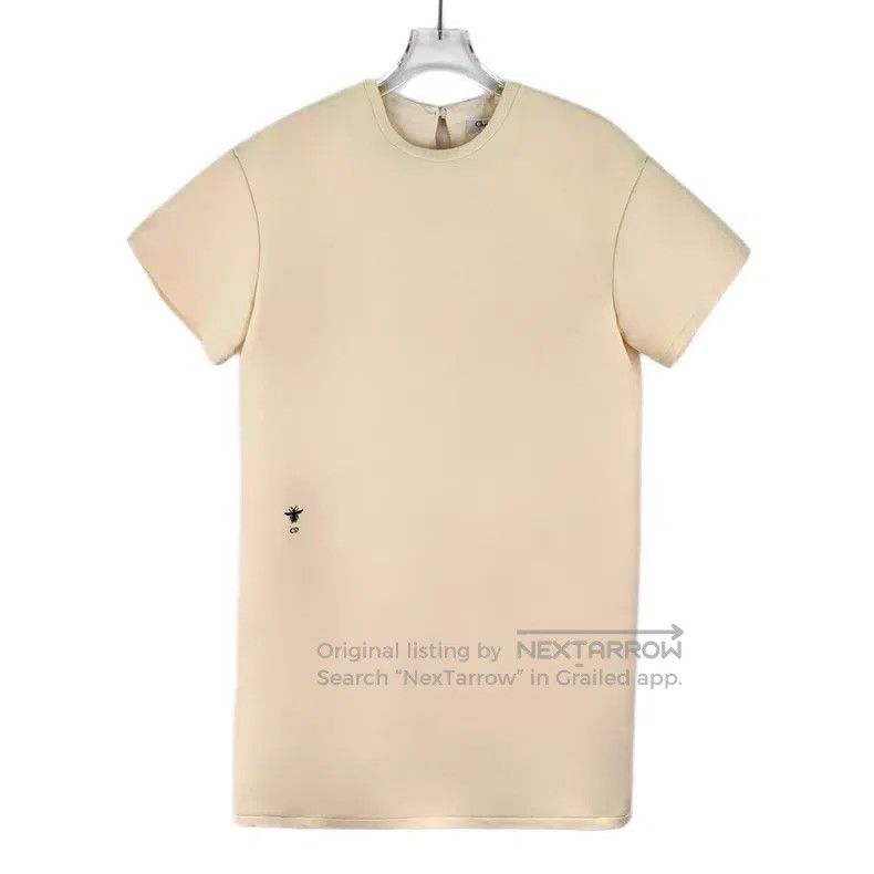 Dior Dior Beige bee embroidery wool round-neck short-sleeved dr Size XXS / US 00 / IT 34 - 1 Thumbnail
