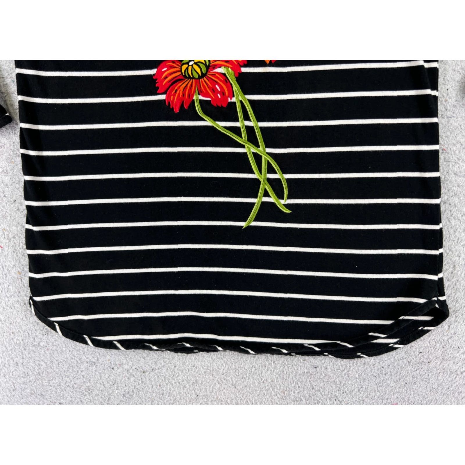 Bob Mackie Bob Mackie Wearable Art Shirt Womens XS Black White Stripe Round Neck Cotton Blend Jersey 3/4 Sleeve Embroidered Vintage No Size XS / US 0-2 / IT 36-38 - 5 Thumbnail