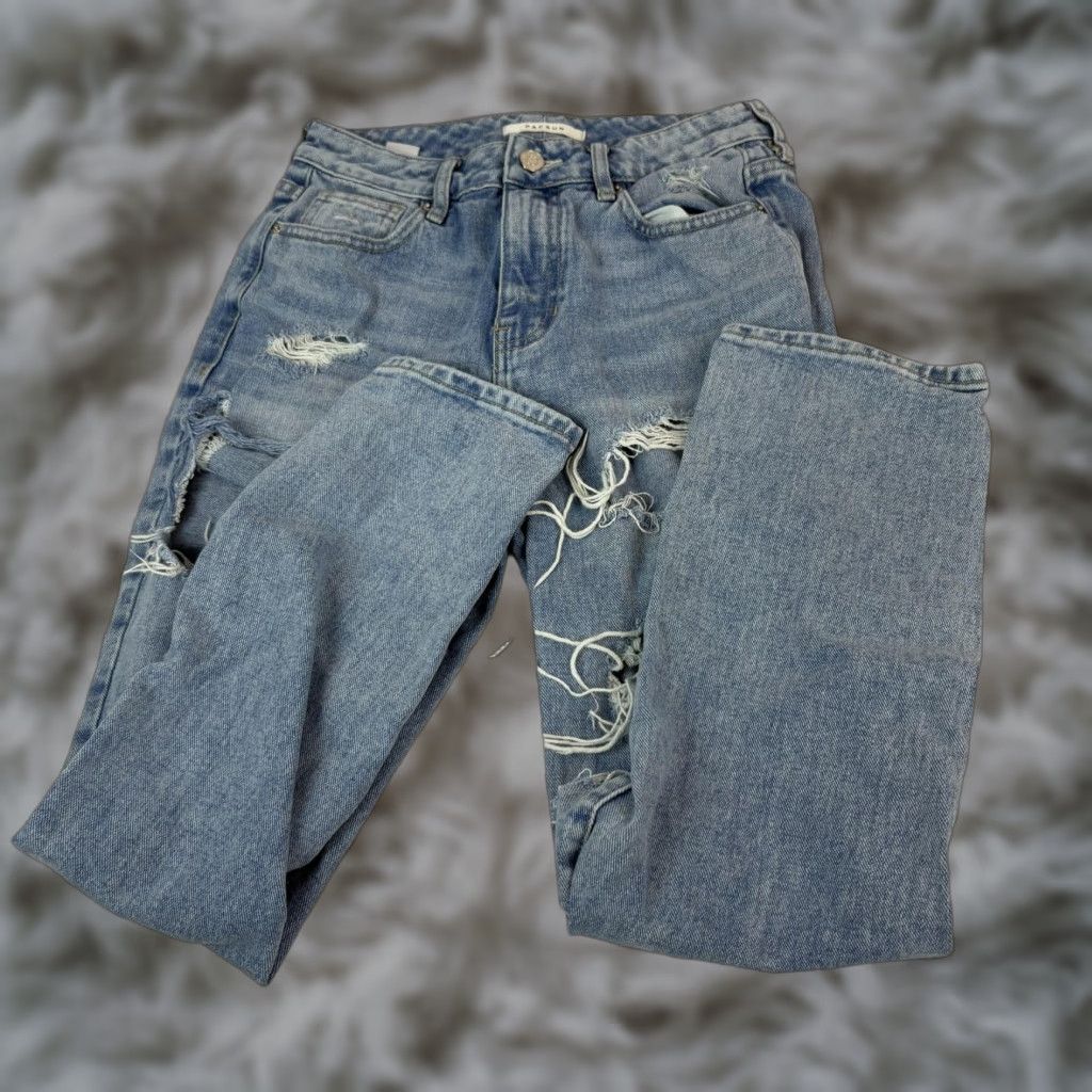 Pacsun VINTAGE? No, actually not vintage. PacSun Jeans Womens 25 Blue Mom Jean Distressed Ripped High Rise 26x26 Size 42" / US 20 - 1 Thumbnail