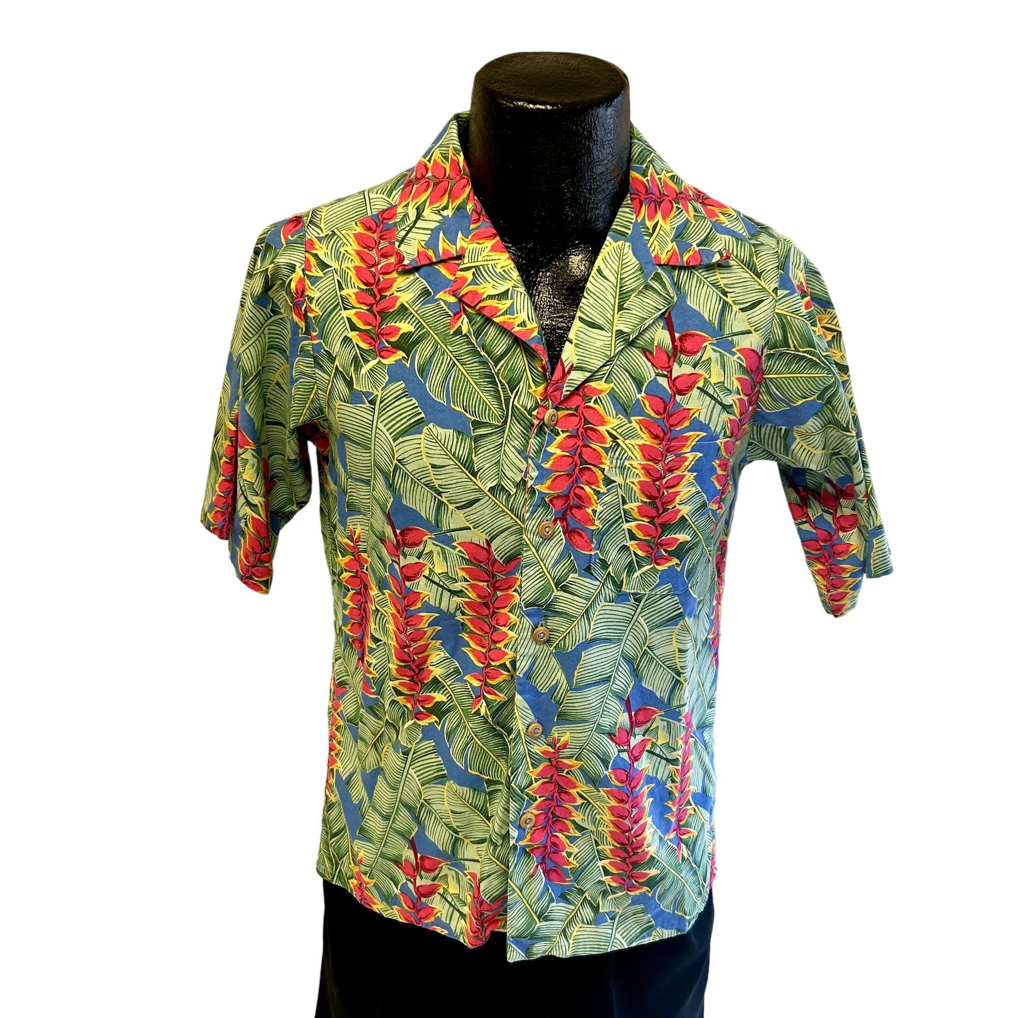 image of Vintage 50's Green Pink Floral Hawaiian Rockabilly Hawaiian Shirt S in Green/Pink (Size Small)