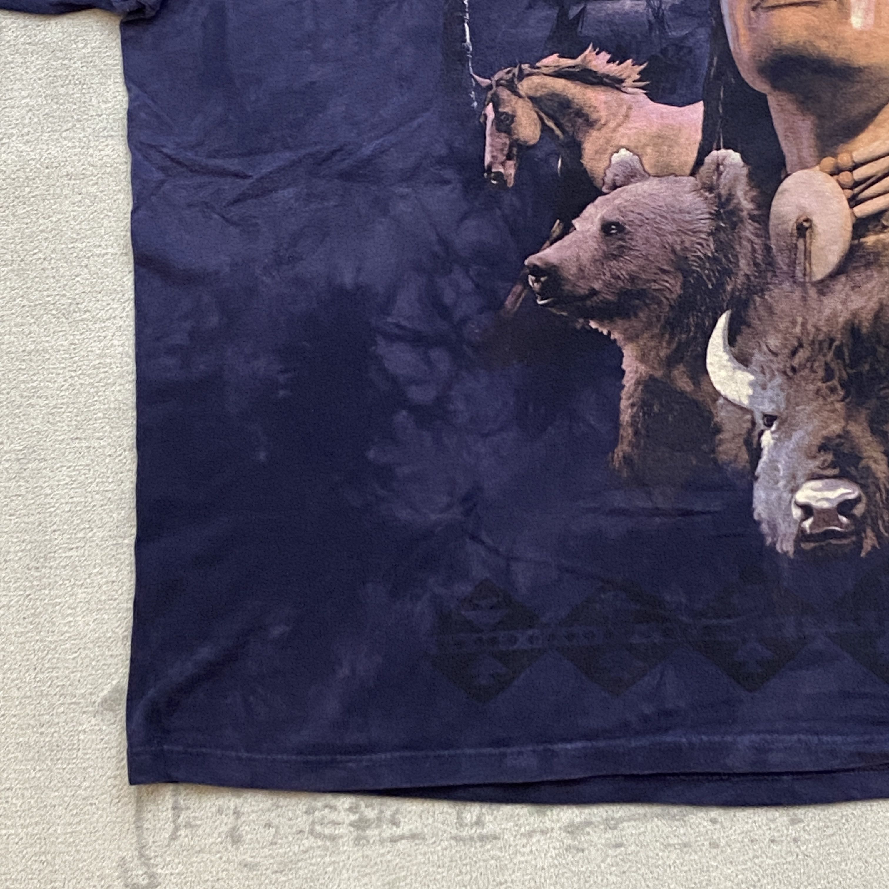 The Mountain × Vintage Y2K T Shirt Men XL VANISHING NATIVE WILDLIFE Blue Tie Dye Size US XL / EU 56 / 4 - 7 Thumbnail