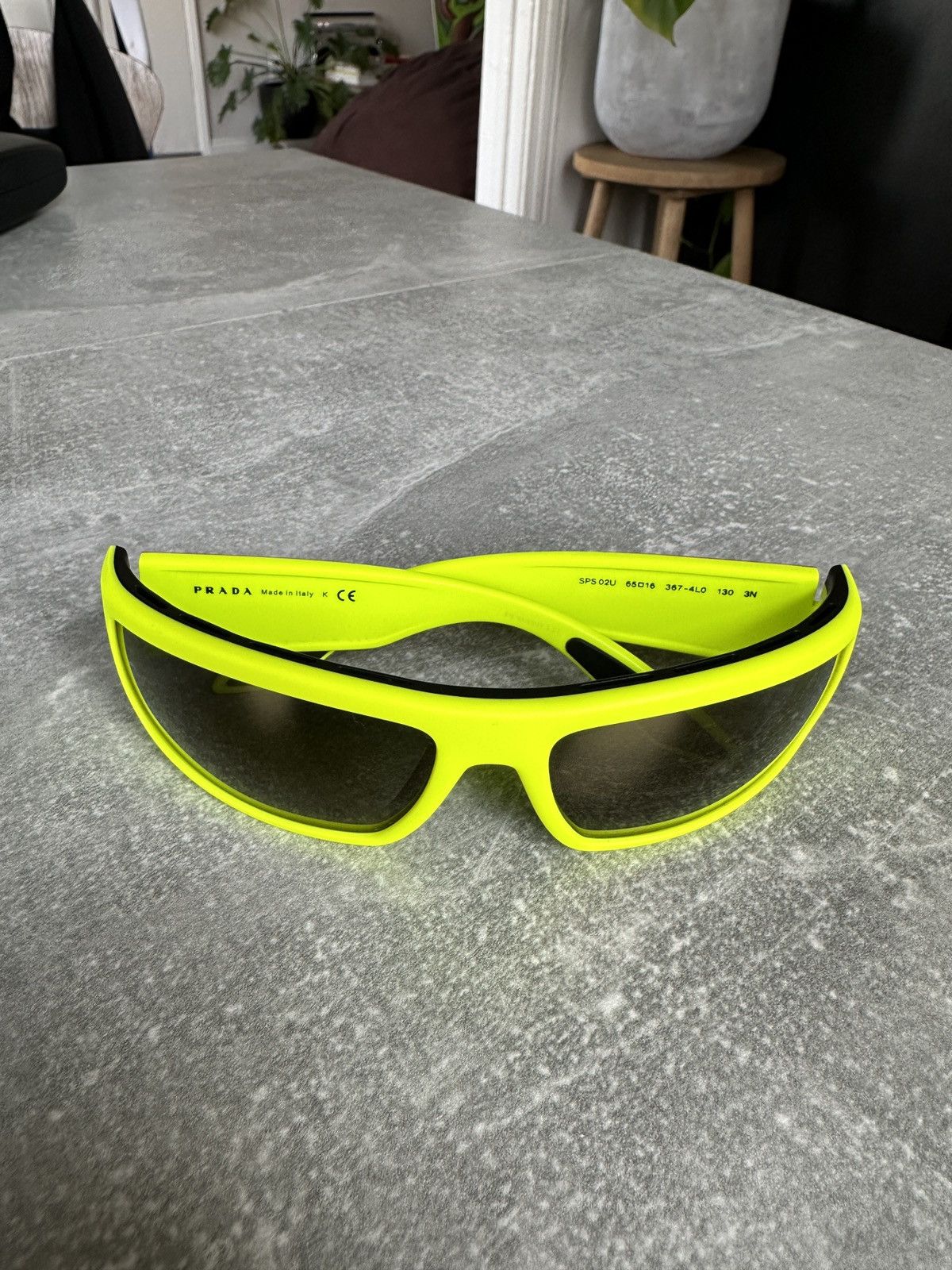 image of Neon Yellow Prada Sunglasses, Men's