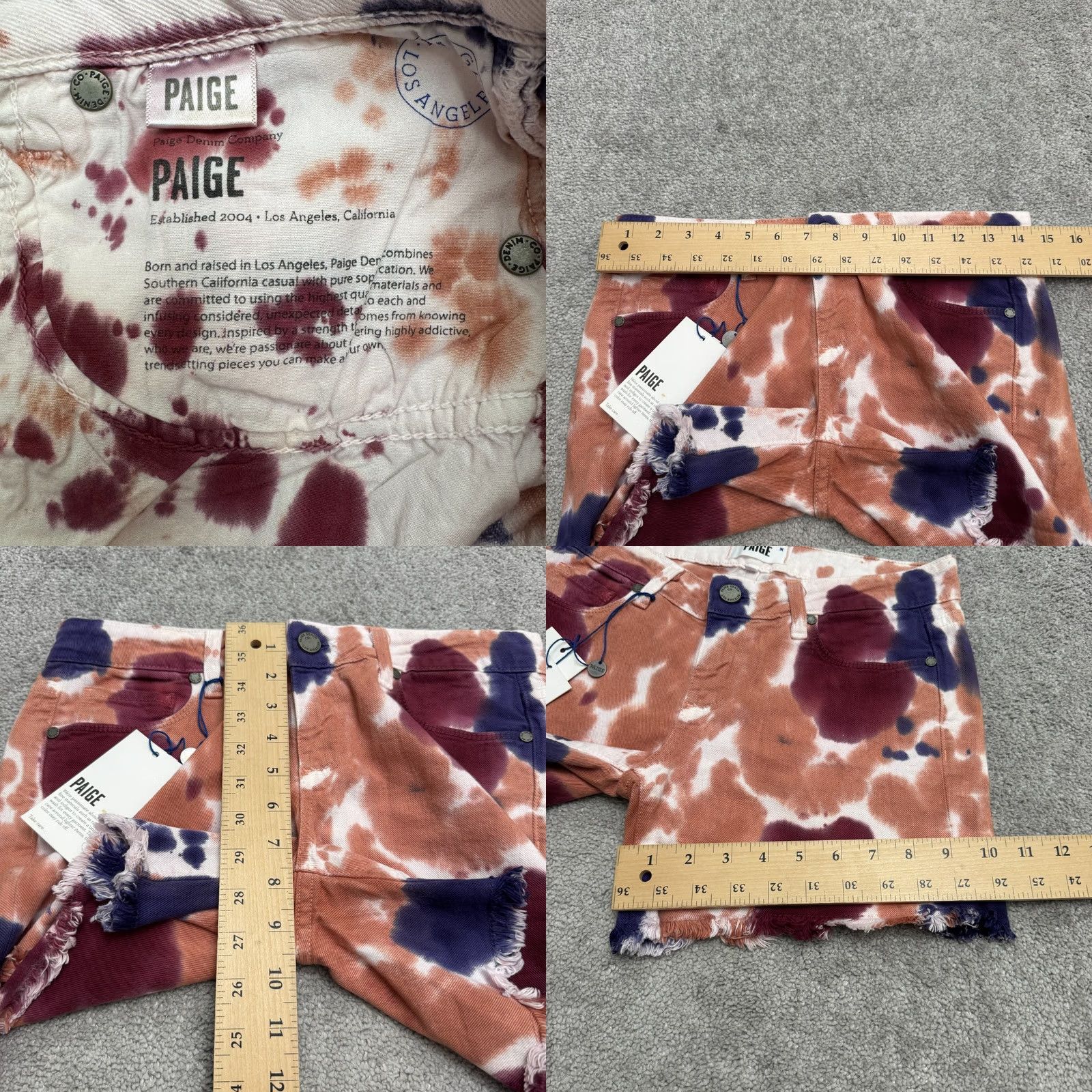 Paige Paige Denim Shorts Women 24 Multicolor Tie-Dye Stretch Boyfriend Casual Summer Streetwear Size 42" / US 20 - 9 Thumbnail