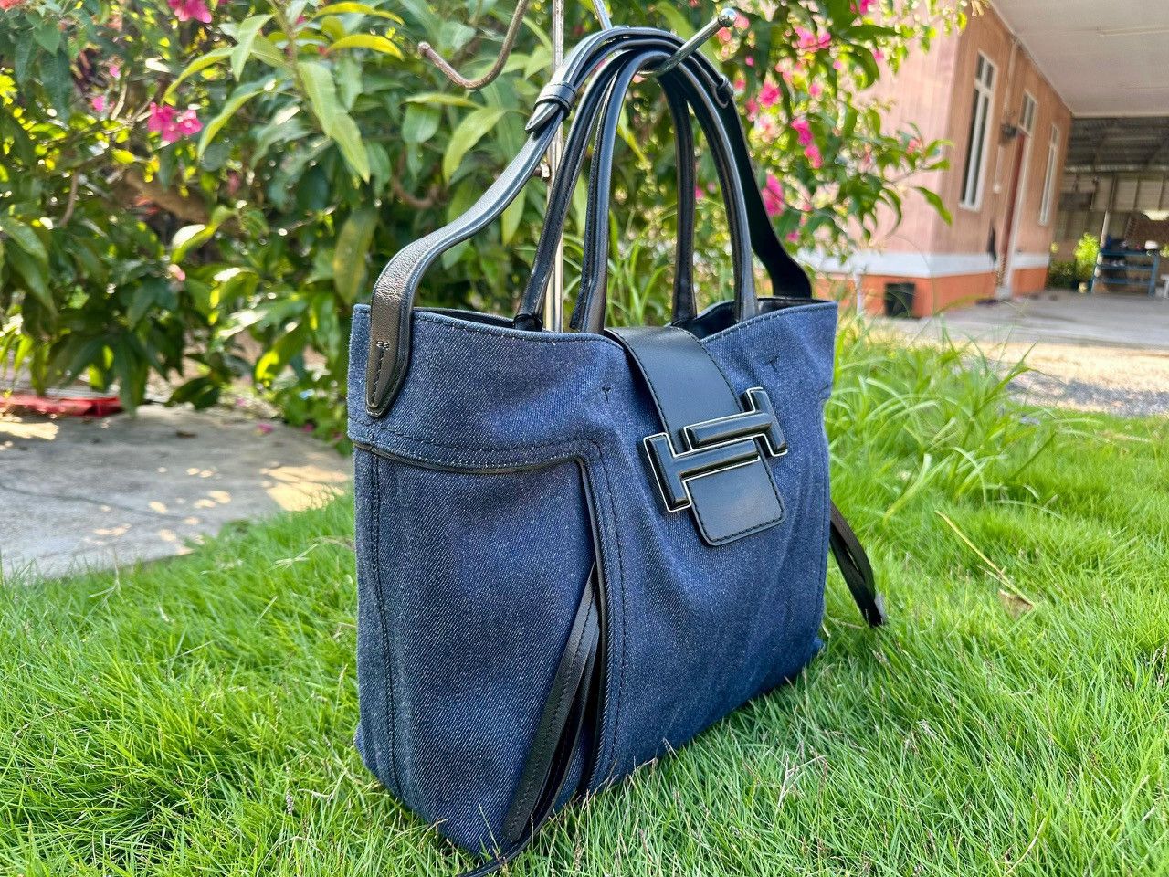 Tod's Authentic Tod’s Double T Denim Medium Shopping Tote Bag Size ONE SIZE - 2 Thumbnail