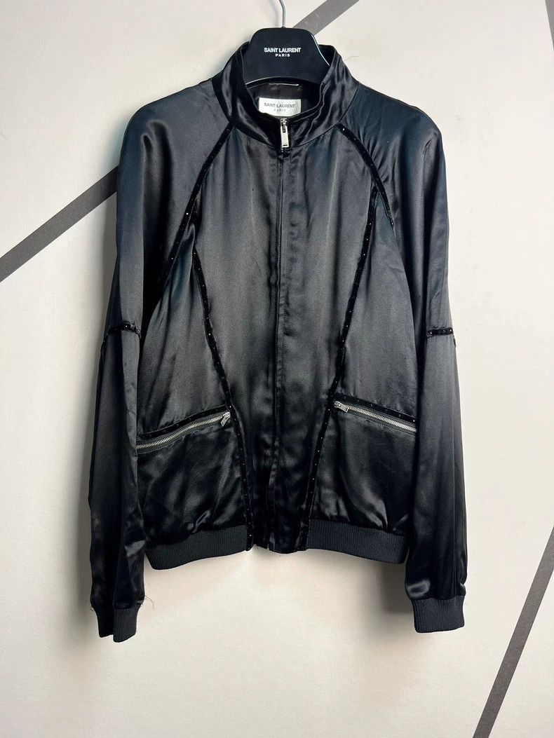 Saint Laurent Paris Saint Laurent Paris Black rhinestone silk jacket Size US S / EU 44-46 / 1 - 1 Thumbnail