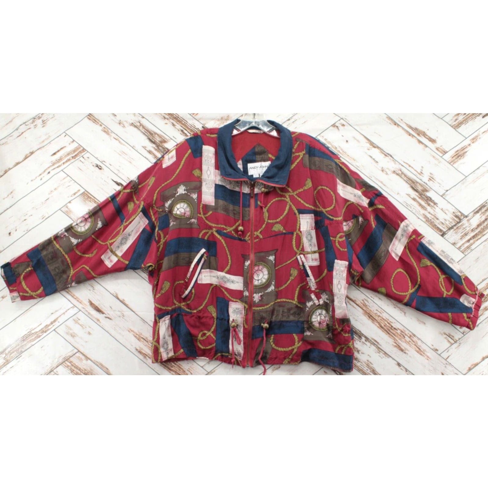 Roper VINTAGE Andy Johns Windbreaker Womens L Silk Red Jacket Clocks Tassels Rope Size L / US 10 / IT 46 - 2 Thumbnail
