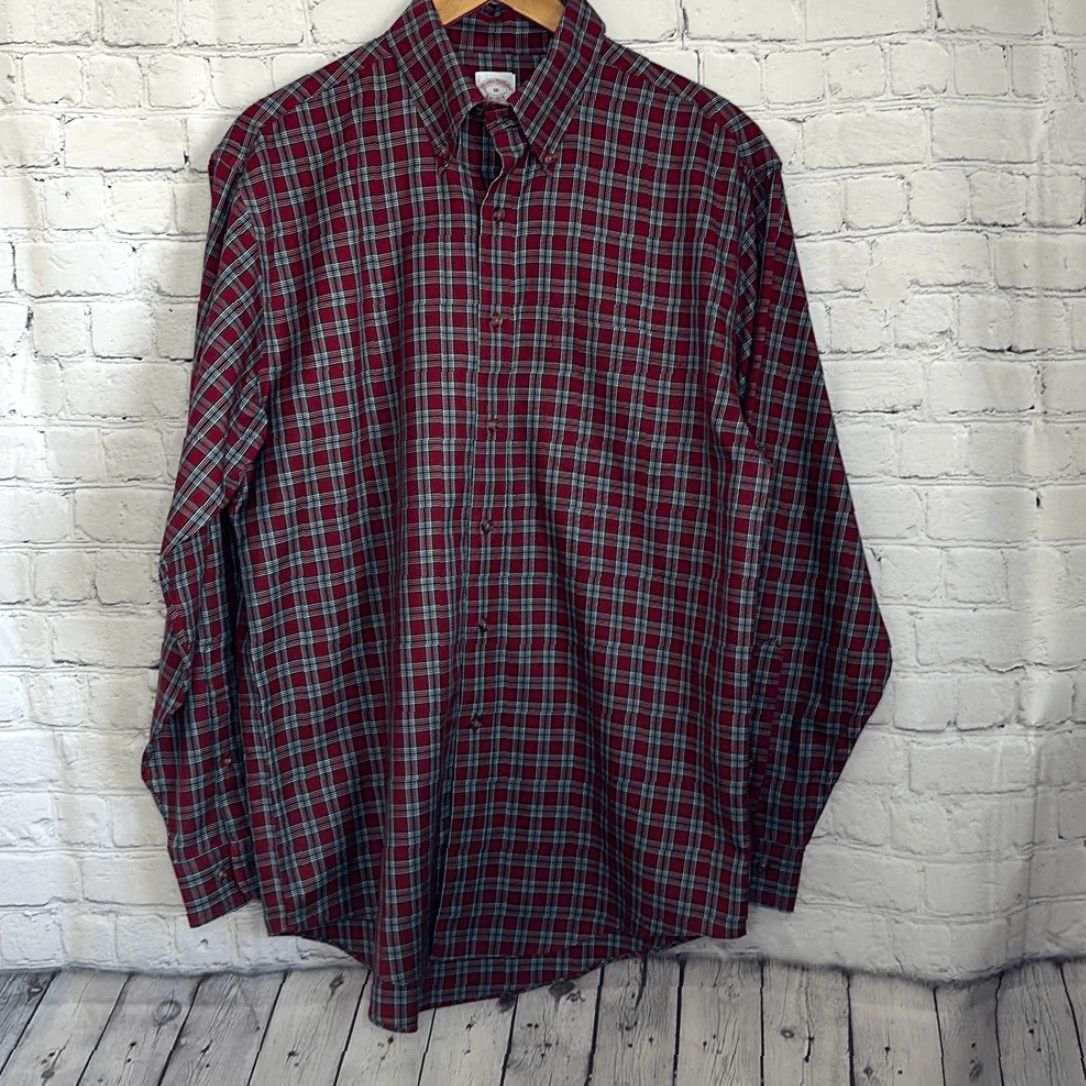 Brooks Brothers Brooks Brothers Mens Button-Down Long Sleeve Red Plaid Non Iron M Multicolor Shirt Size US M / EU 48-50 / 2 - 2 Thumbnail