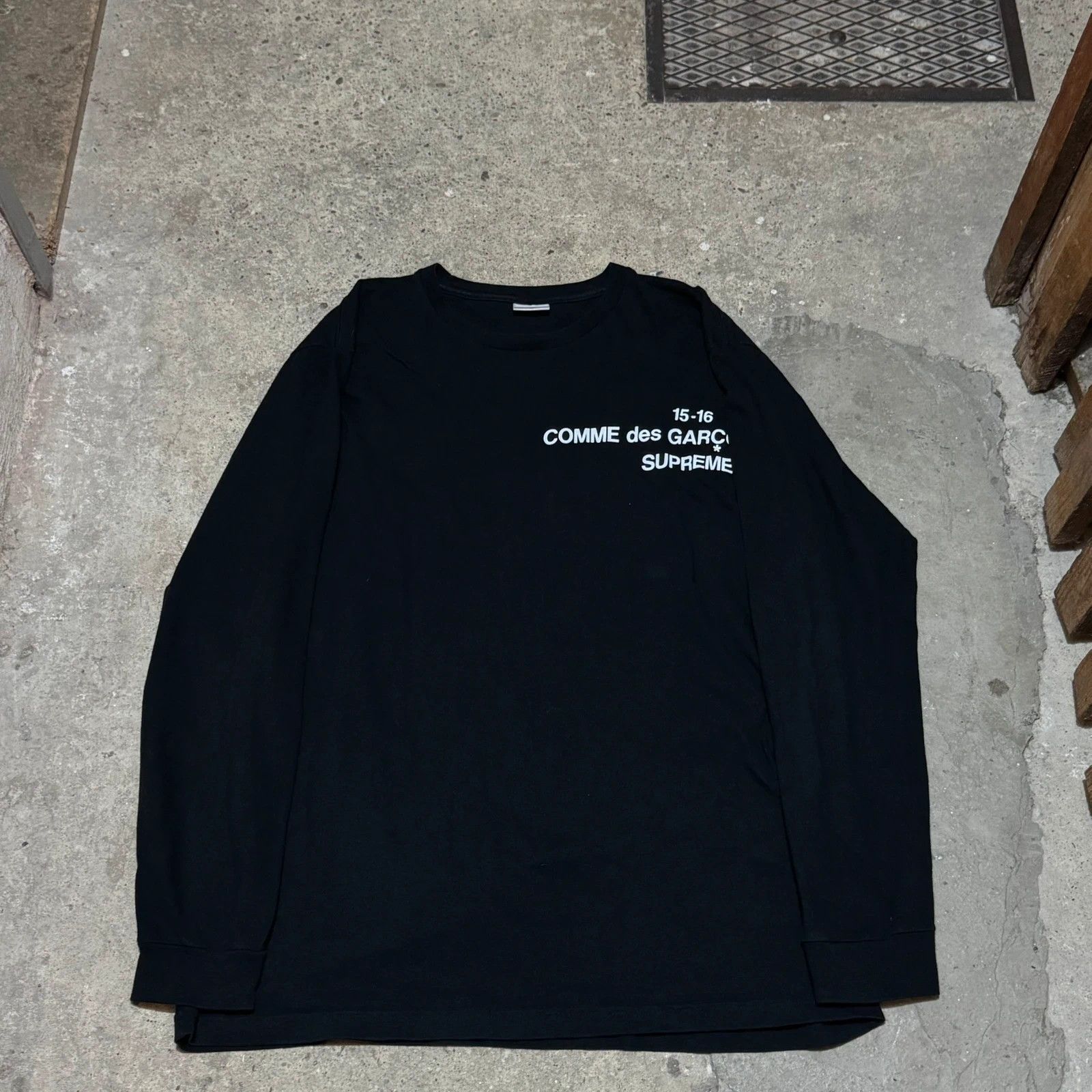 【Supreme×COMME des GARCONS】15AW Logo L/S Supreme Comme Des Garcons SHIRT Box Logo Tee Black Men's
