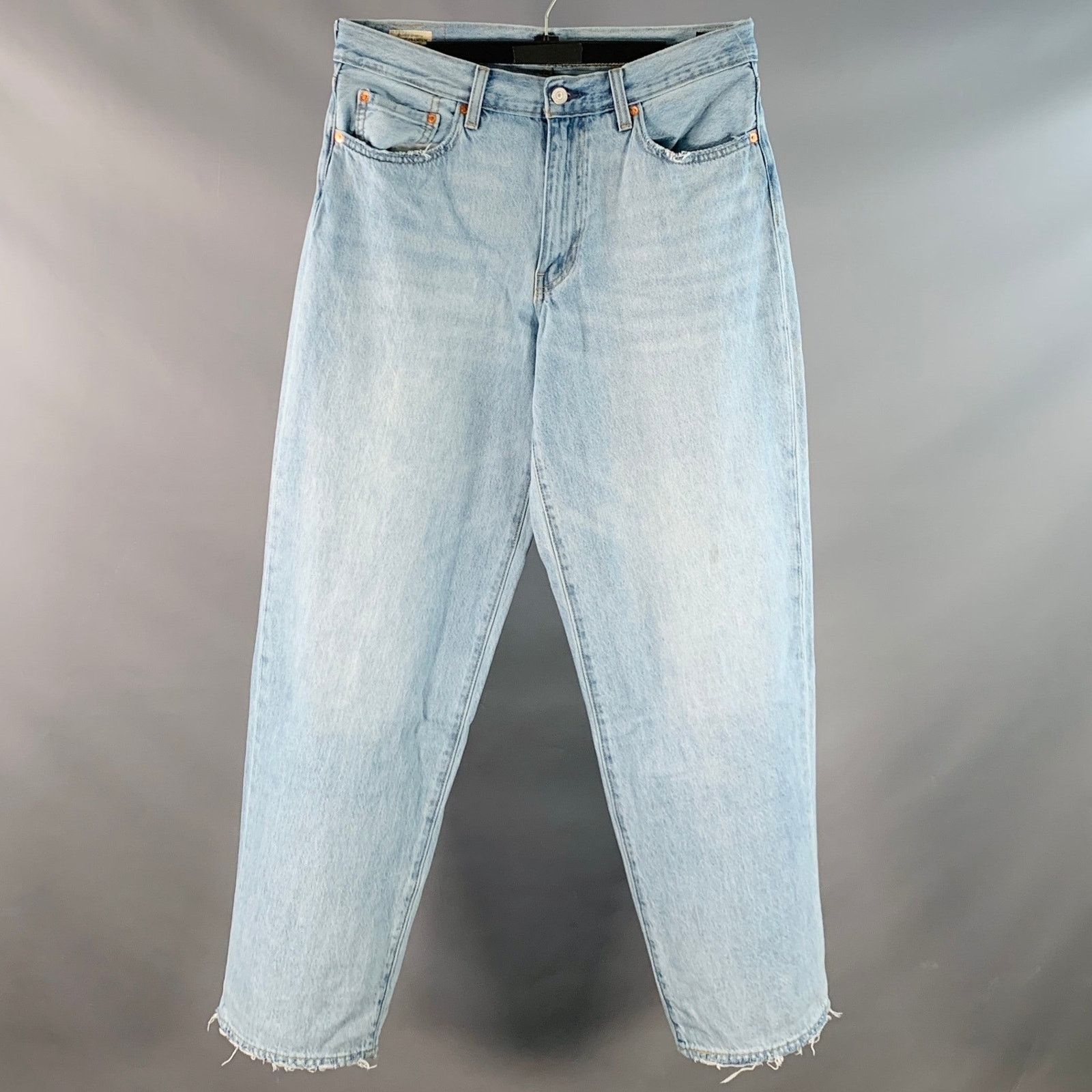 Levi's 32 Blue Cotton Wide Leg Distressed Raw Edge Jeans Size US 32 / EU 48 - 1 Thumbnail