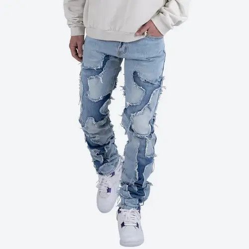 Japanese Brand × Vintage High Street Vibe Style Patchwork Frayed Jeans Pants Size US 32 / EU 48 - 2 Thumbnail