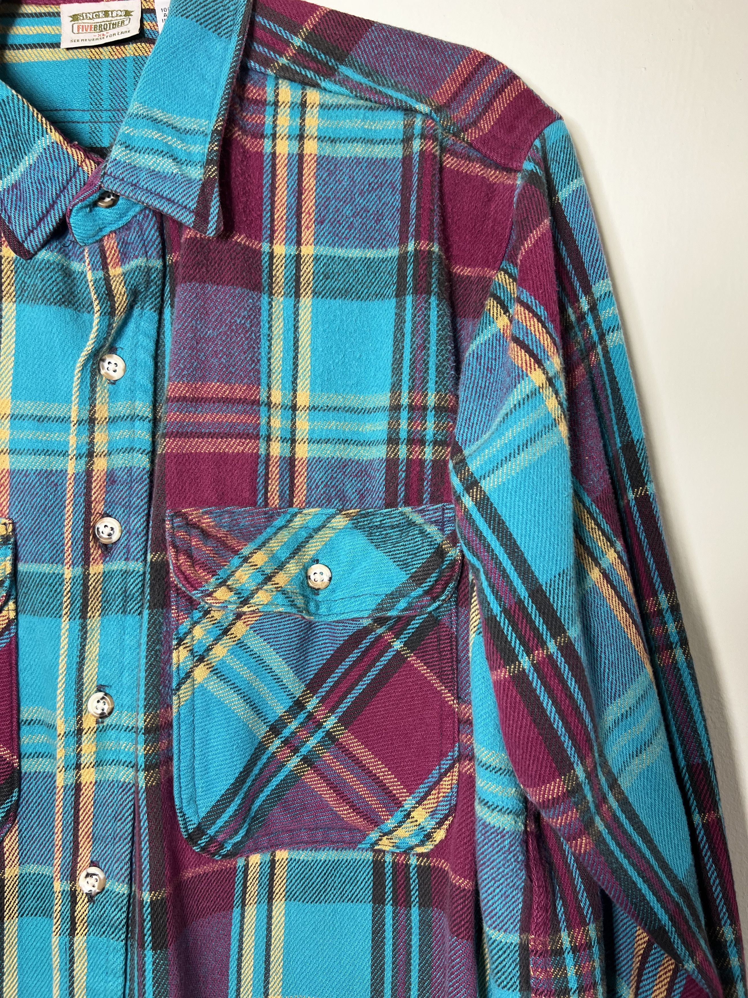 FiveBrother Vintage FiveBrother Long Sleeve Plaid Cotton Flannel Shirt Size US XL / EU 56 / 4 - 3 Thumbnail
