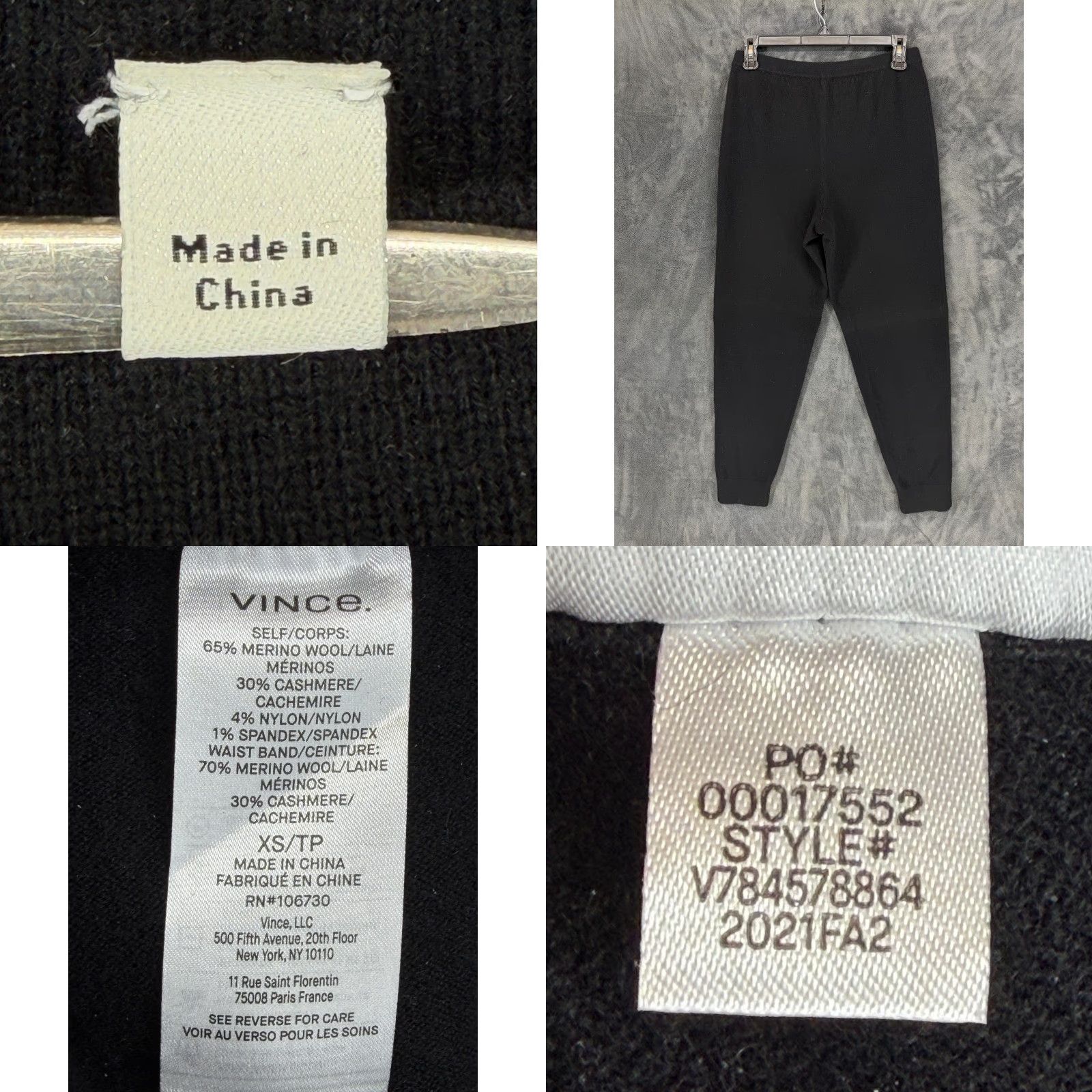 Vince Vince Black Merino Wool Cashmere Blend Knit Jogger Pants Womens XS Size 26" / US 2 / IT 38 - 8 Thumbnail