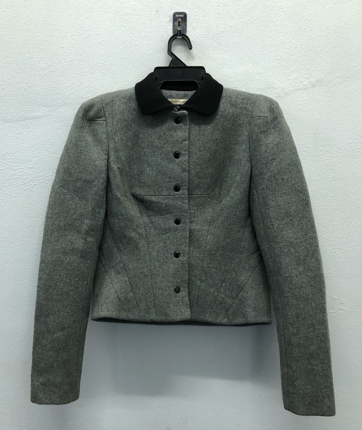 Balenciaga Vintage Balenciaga Paris Grey Wool Cropped Jacket - Size 38 Size M / US 6-8 / IT 42-44 - 1 Thumbnail