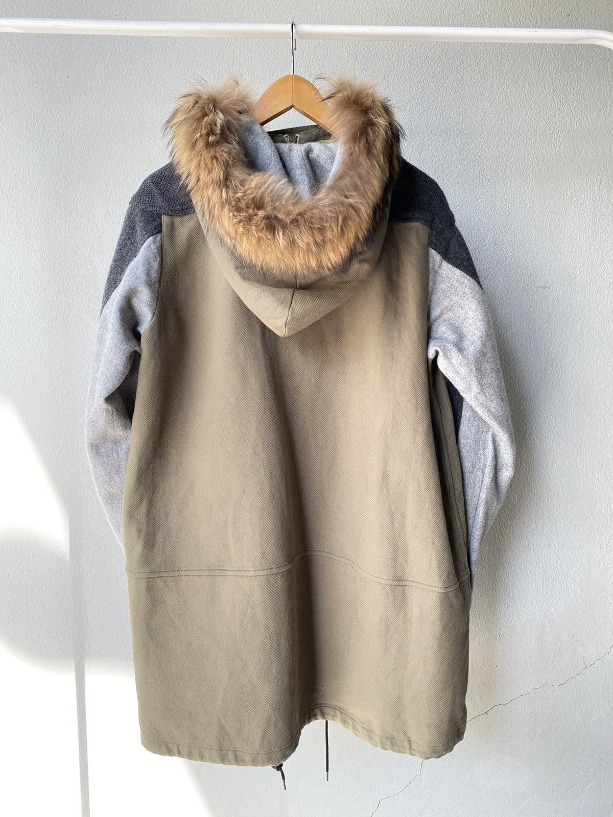 Tsumori Chisato TSUMORI CHISATO Khaki & Knit Fur Hood Coat Size US M / EU 48-50 / 2 - 5 Thumbnail