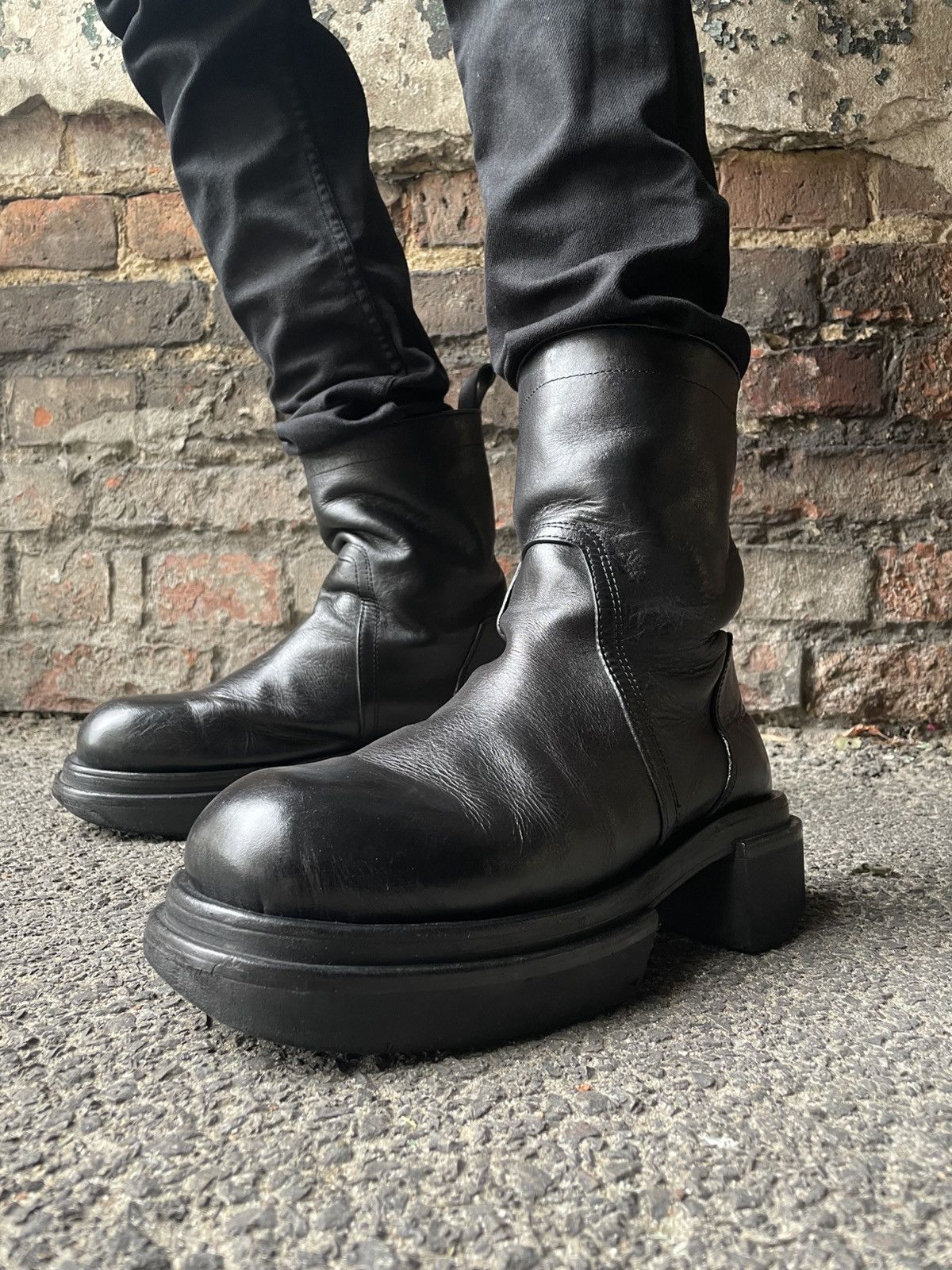 靴 RickOwens Beatle Bogun Leather Boots 44 Rick Owens Beatle Bogun