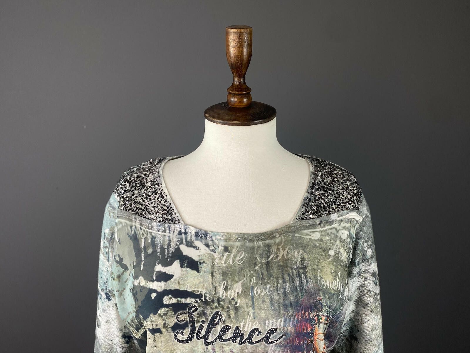 Designer Ladies Tredy Multicolor Patterned Mesh Top Blouse Size 40 Size M / US 6-8 / IT 42-44 - 2 Thumbnail