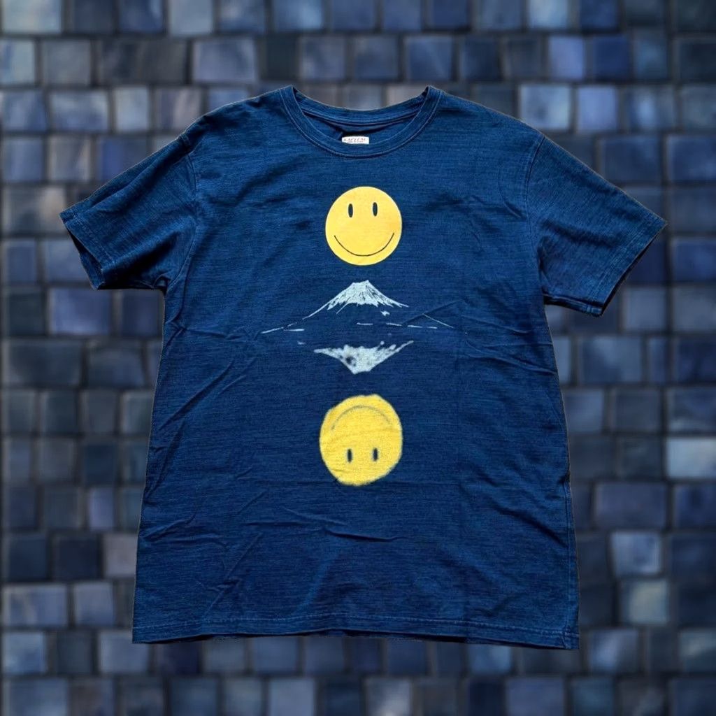 Kapital KAPITAL Smile Mt. Fuji Printed T-Shirt Indigo Short Sleeve Men’s XL Crew Neck Cotton Size US XL / EU 56 / 4 - 1 Thumbnail