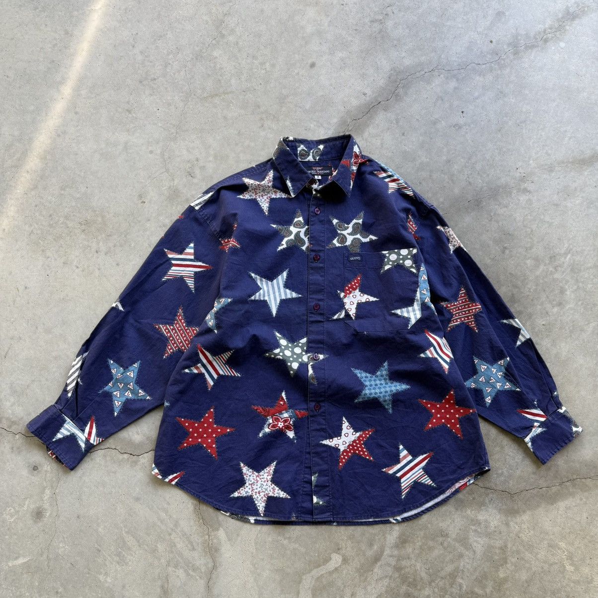 Guess Vintage Guess Made in USA Star Patch Shirt Size US M / EU 48-50 / 2 - 1 Thumbnail