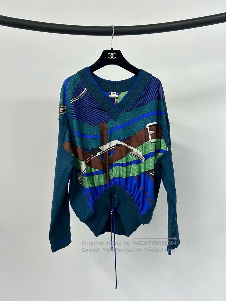 Hermes Hermes Silk and wool V-neck knit top Size XXS / US 00 / IT 34 - 1 Thumbnail