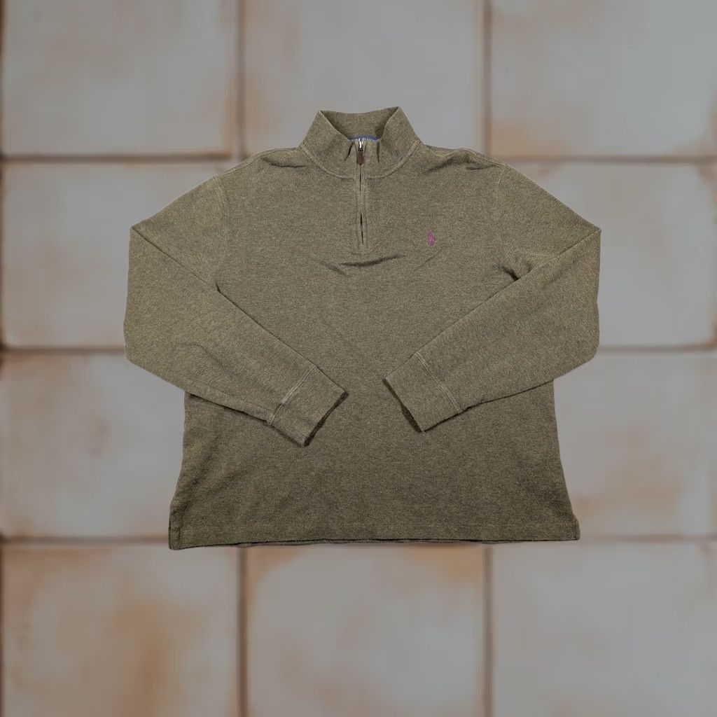 Polo Ralph Lauren Polo Ralph Lauren Sweater Mens Large Green Cotton Quarter Zip Mock Neck Pullover Size US L / EU 52-54 / 3 - 1 Thumbnail