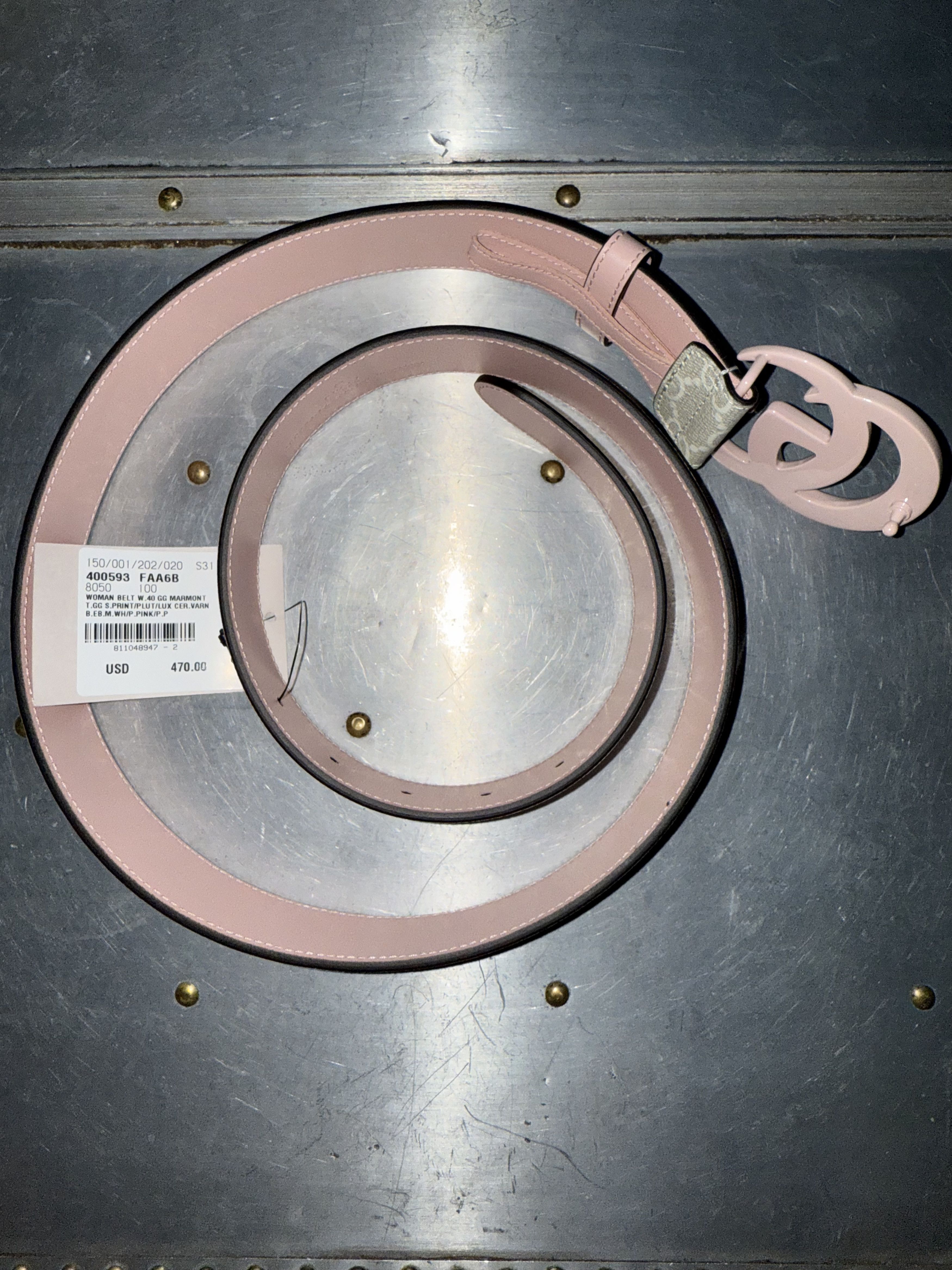 Gucci Pink Buckle Gucci Monogram Belt Size ONE SIZE - 2 Thumbnail