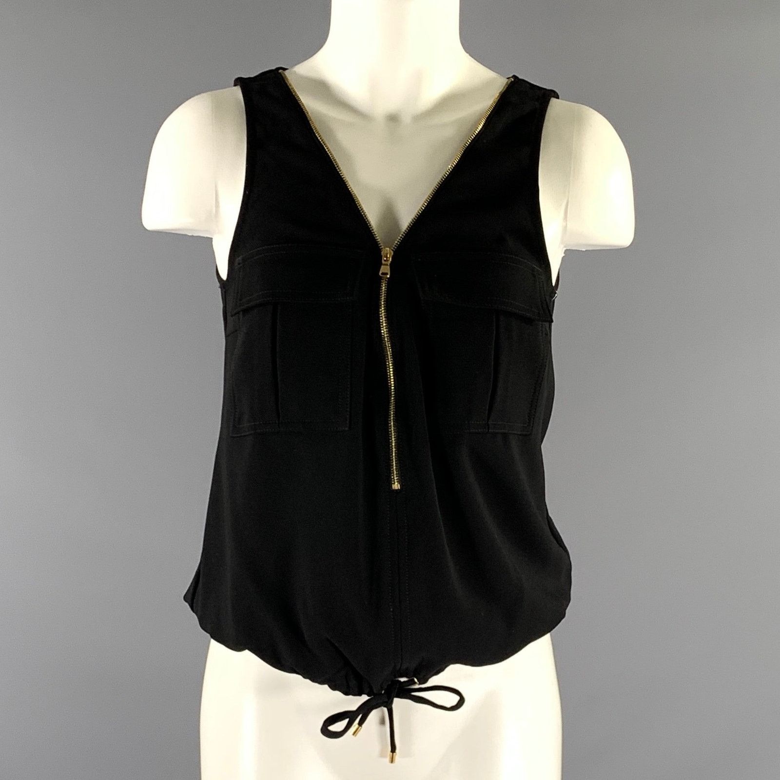 Trina Turk TRINA TURK XS Black Gold Polyester Sleeveless Casual Top Size XS / US 0-2 / IT 36-38 - 1 Thumbnail
