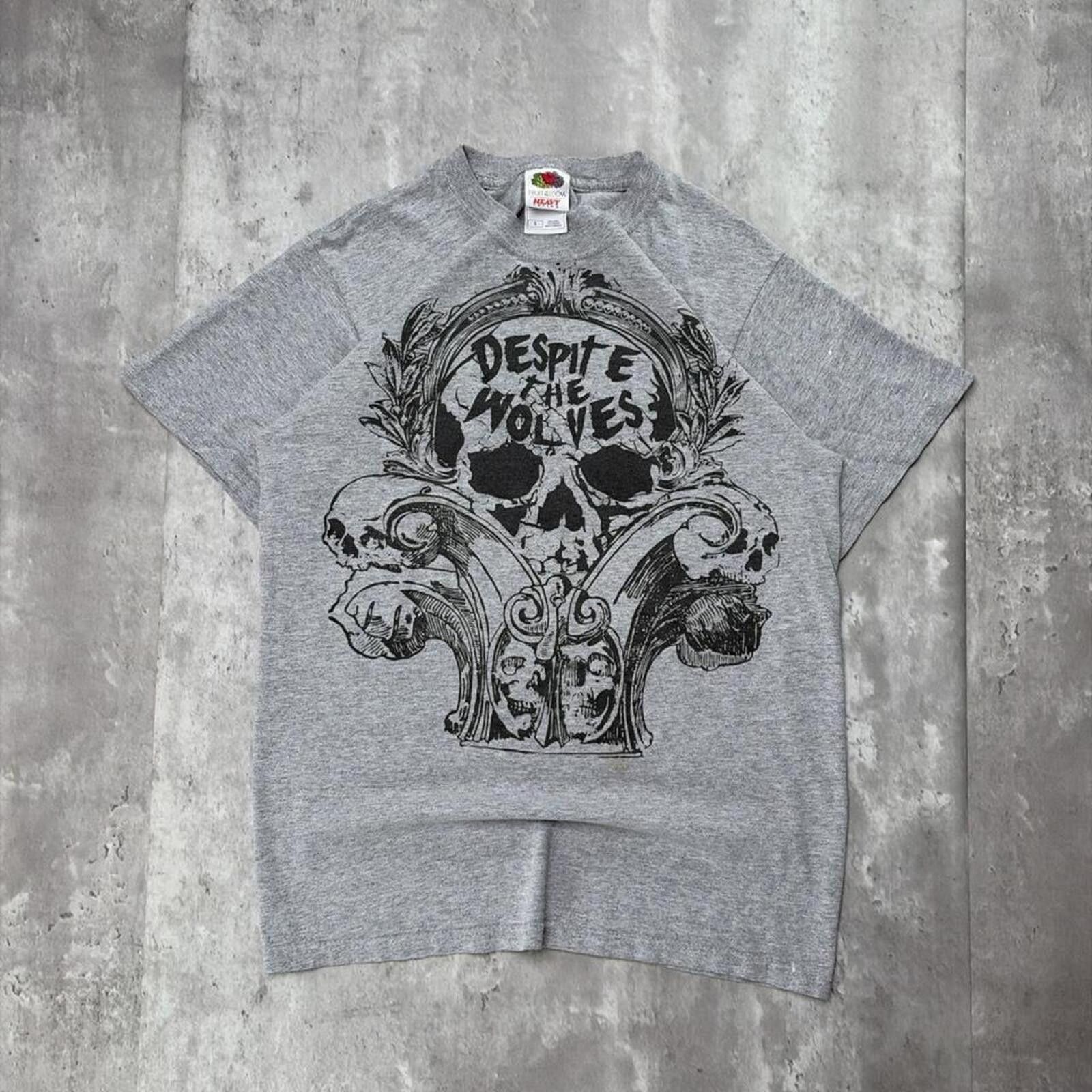 Other Y2K Grey Despite The Wolves Grunge Skull Skater T-Shirt Size US S / EU 44-46 / 1 - 1 Thumbnail