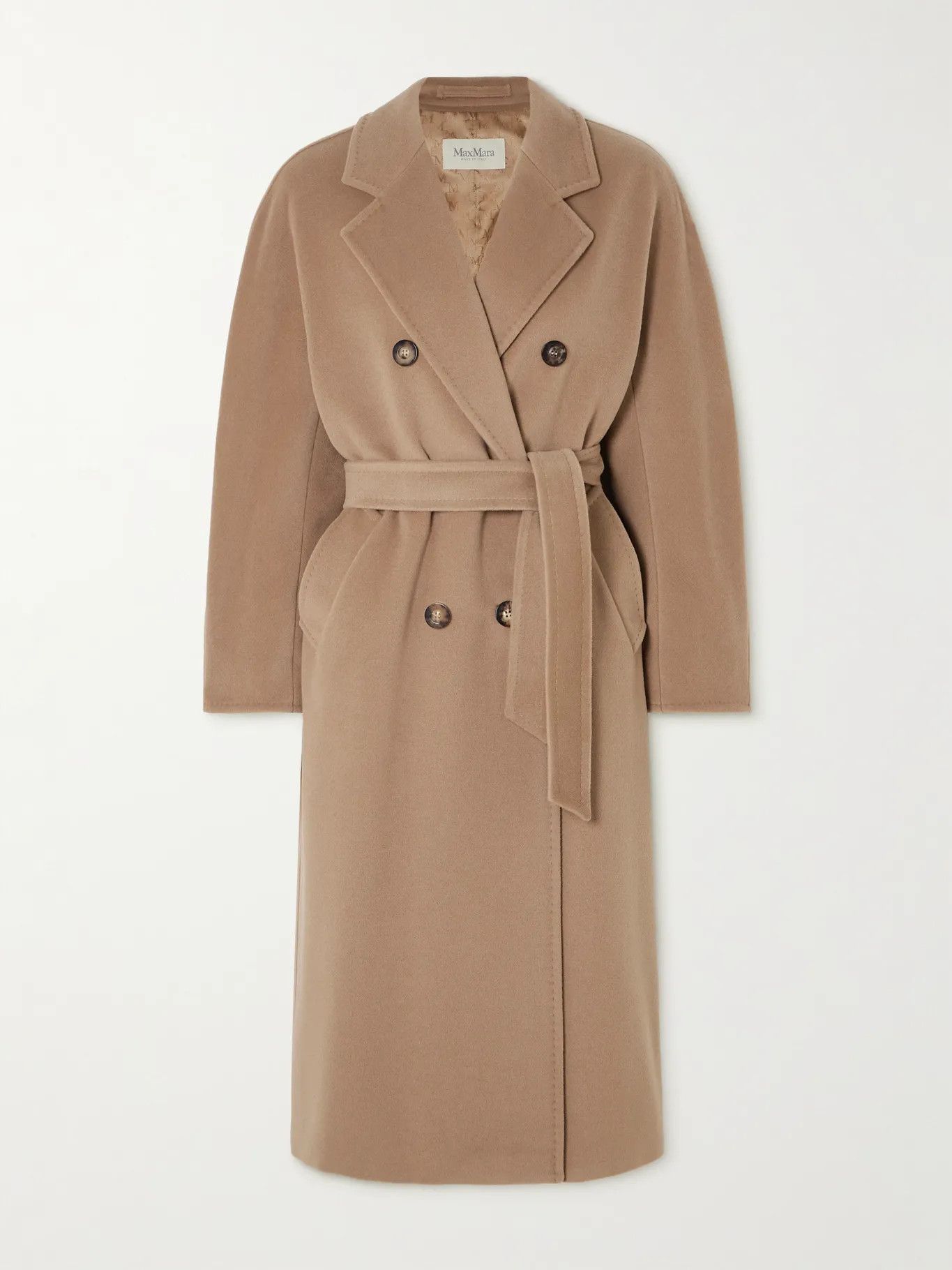 Max Mara Madame 101801 Double-Breasted Wool Cashmere Coat in Beige, Women's (Size Xs)