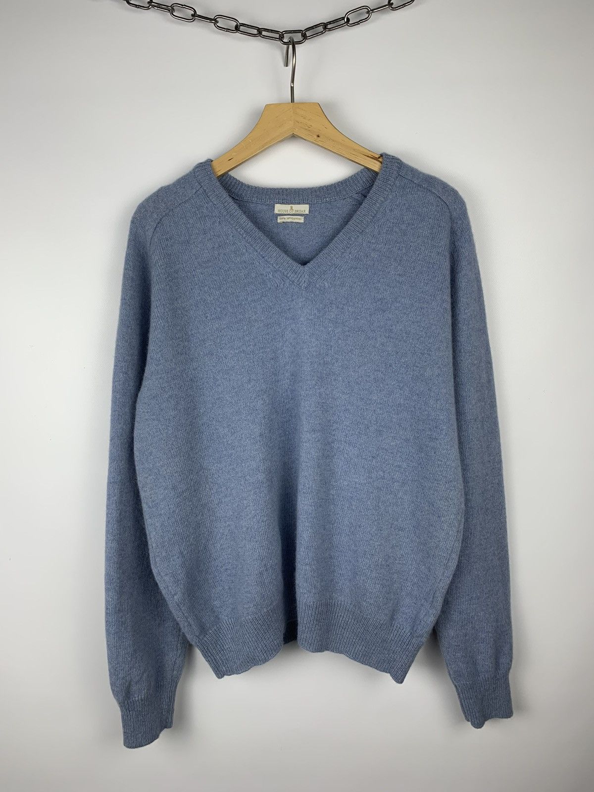 Designer House of Bruar Wool Jumper Sweater V-neck Men’s Size L Blue Size US L / EU 52-54 / 3 - 1 Thumbnail