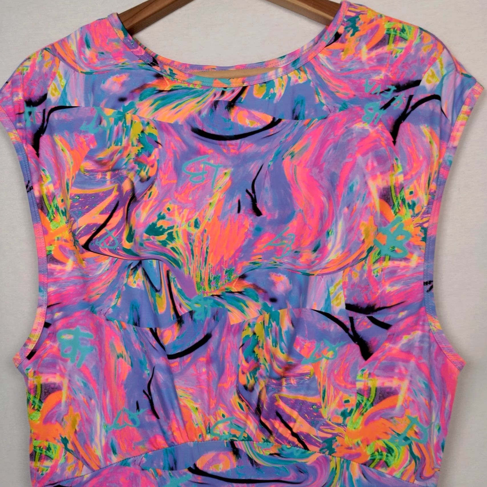 Vintage Lisa Blue Call Of The Whale Dress AUS UK 14 US 10 Beach Ruffle Psychedelic Swirl Size L / US 10 / IT 46 - 3 Thumbnail