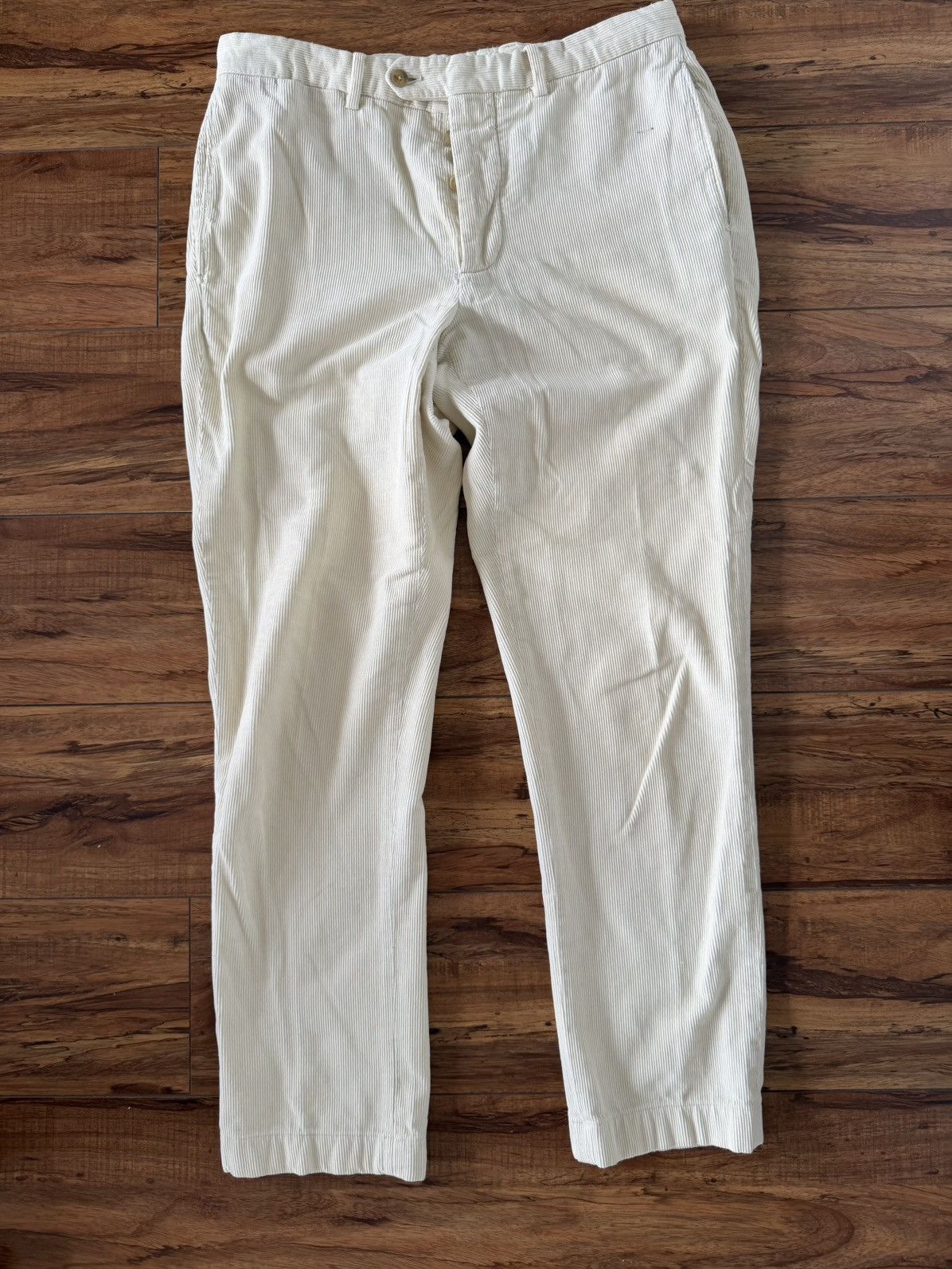 Officine Generale Officine Générale Cream Corduroy Trousers (Size 31) Size US 31 - 3 Thumbnail