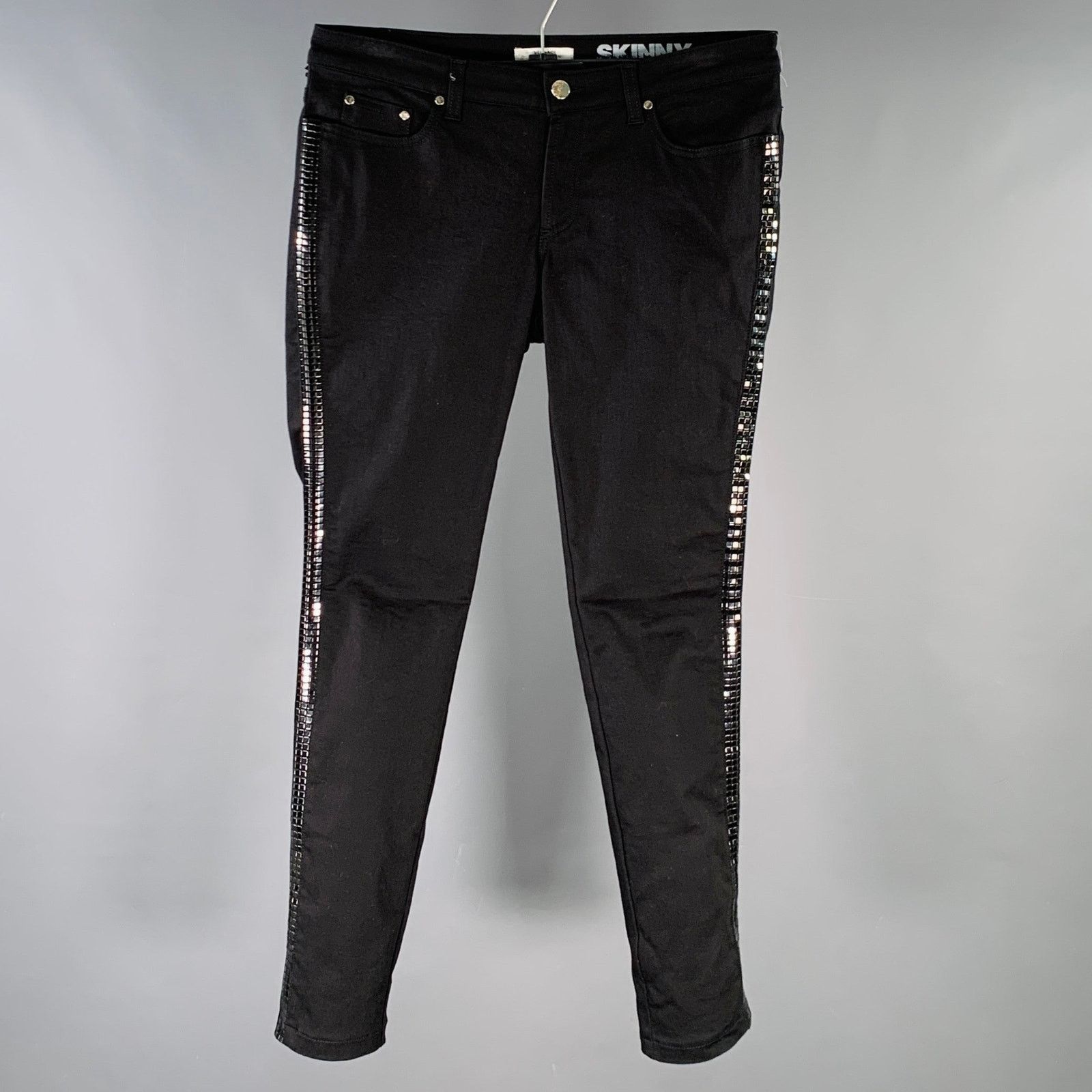Versace VERSACE COLLECTION Donna Black Cotton Studded Skinny Jeans Size 30" / US 8 / IT 44 - 1 Thumbnail