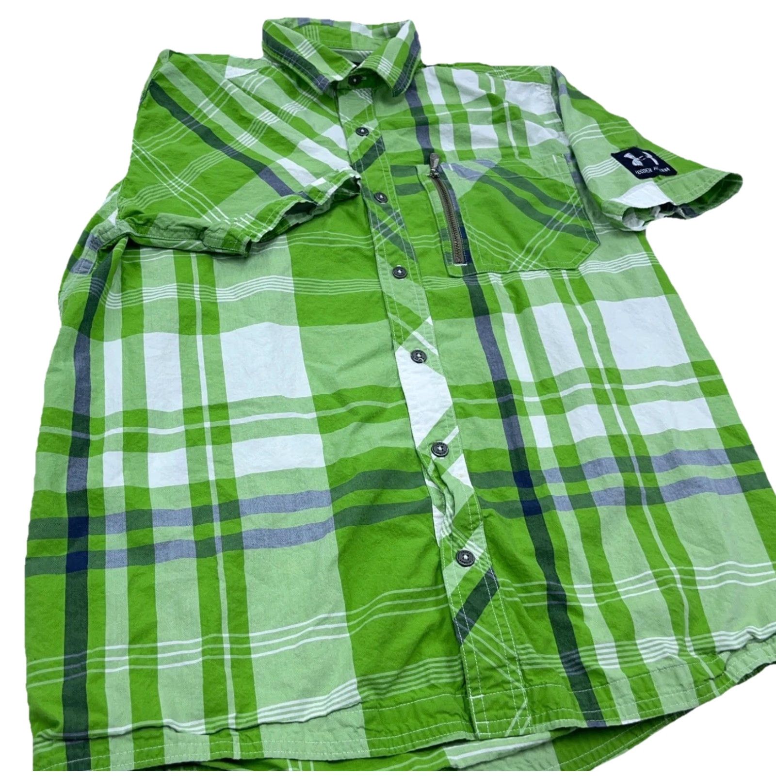 Under Armour Under Armour Shirt Men Medium Green Plaid Button-Up Outdoor Fish Hiking Adult Size US M / EU 48-50 / 2 - 2 Thumbnail