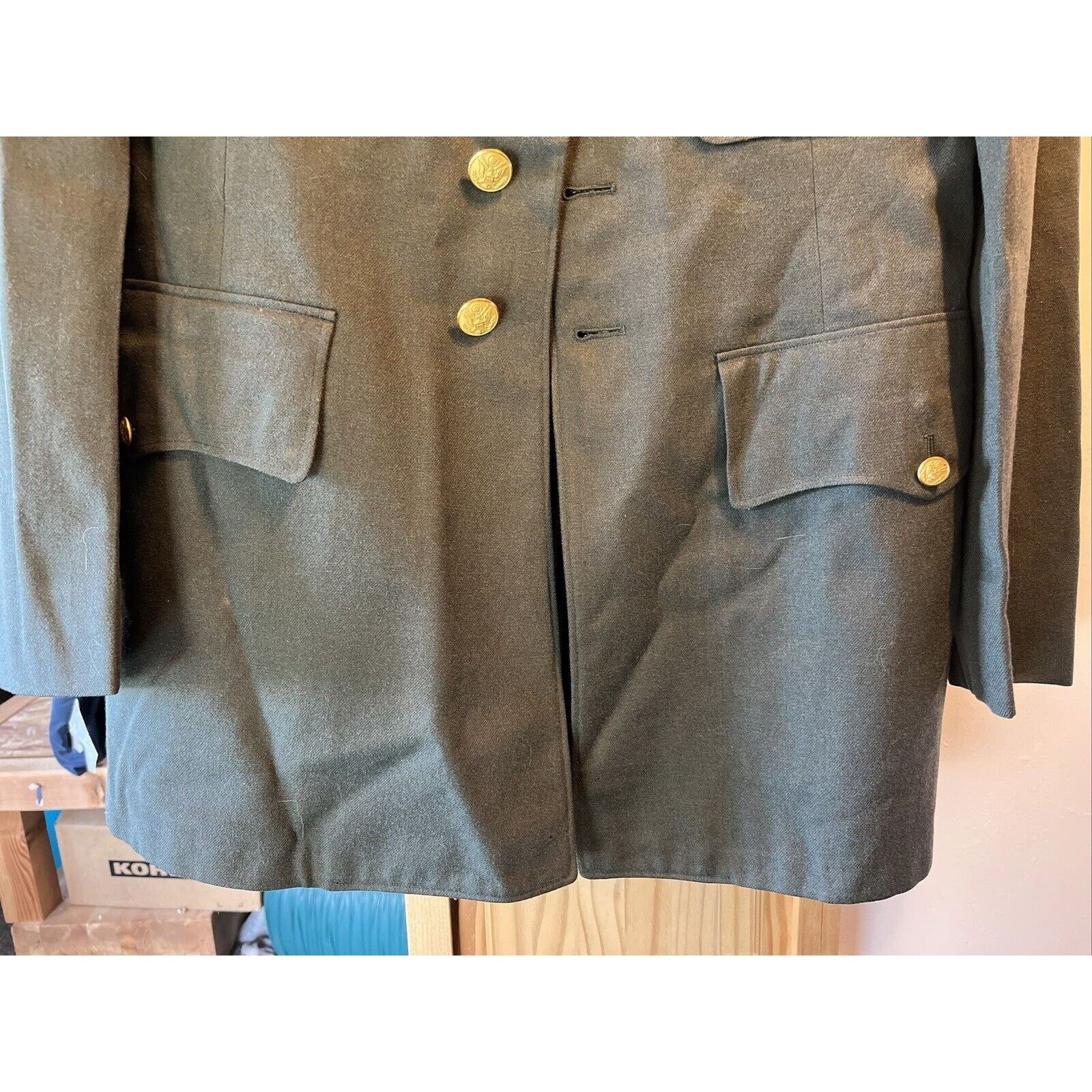 Vintage US Army Class A 1956 Men 40L Olive Green Dress VTG Wool Coat Size US M / EU 48-50 / 2 - 6 Thumbnail