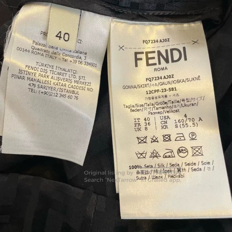 Fendi Fendi Printed Black Midi Skirt Size 26" / US 2 / IT 38 - 4 Thumbnail