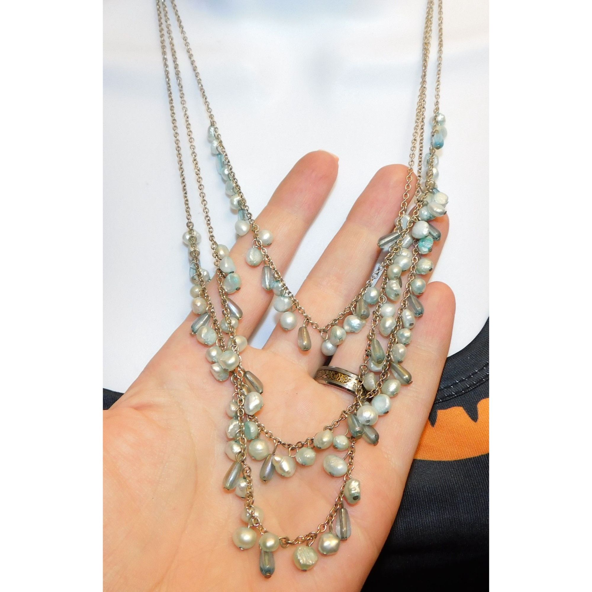 Other Whimsical Light Blue Pearl Beaded Layered Necklace Size ONE SIZE - 9 Thumbnail