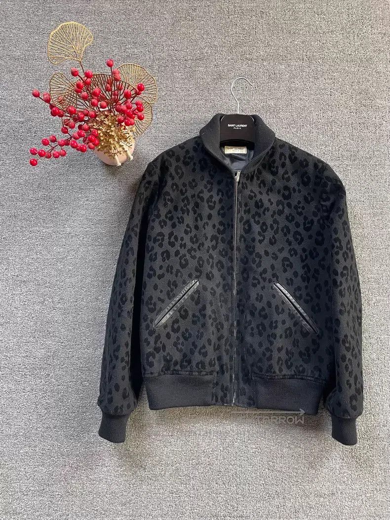 Saint Laurent Paris Saint Laurent Paris Wool and Leather Baseball Jacket i Size US M / EU 48-50 / 2 - 1 Thumbnail