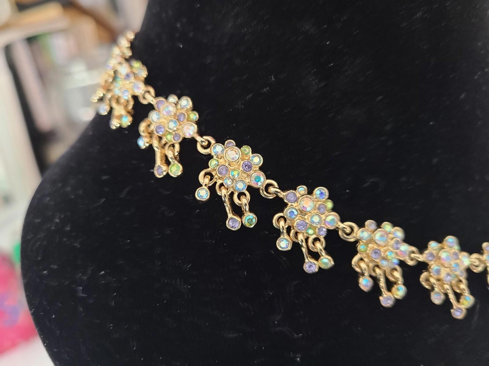 Swarovski Saint John Gold-Tone Floral Necklace 270 Swarovski Crystals Size ONE SIZE - 3 Thumbnail