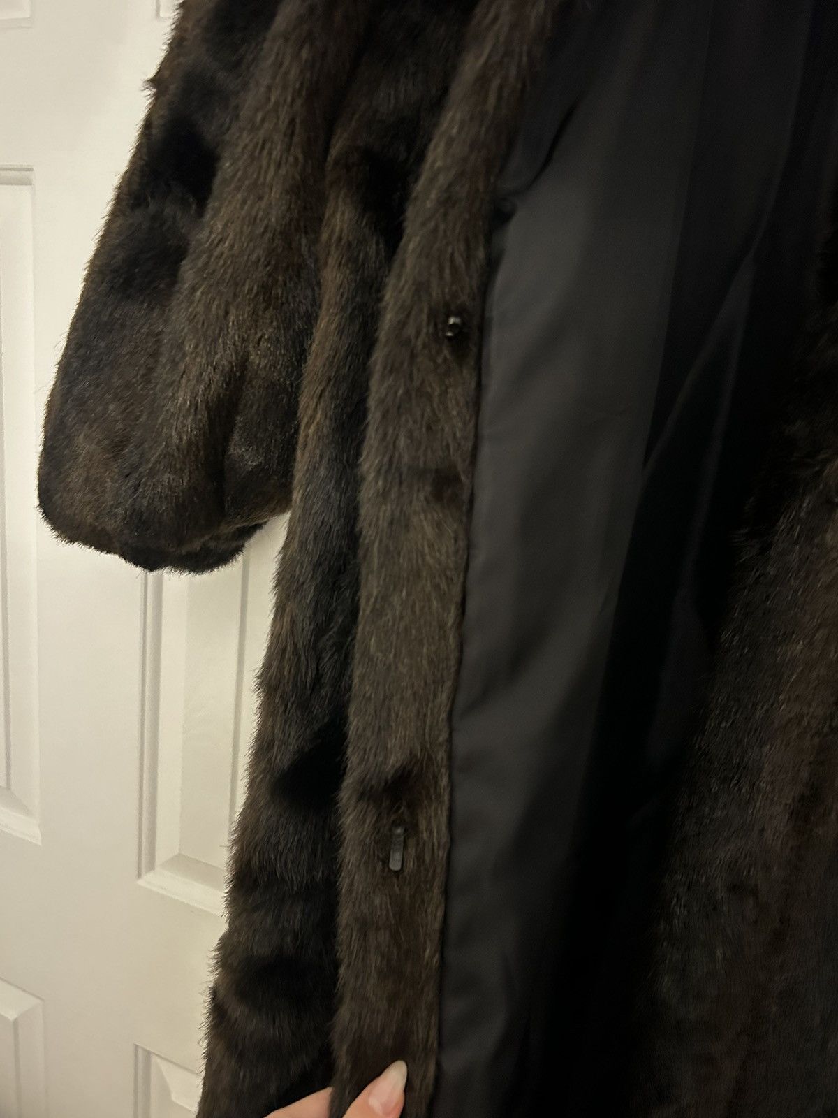 Vintage Long brown faux fur with gold button Size L / US 10 / IT 46 - 5 Thumbnail