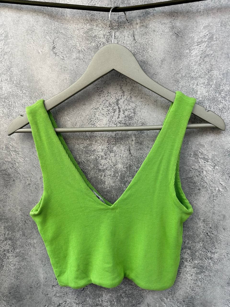 ME+EM Me+Em Green Ribbed Crop Top Made in Portugal Size M / US 6-8 / IT 42-44 - 3 Thumbnail