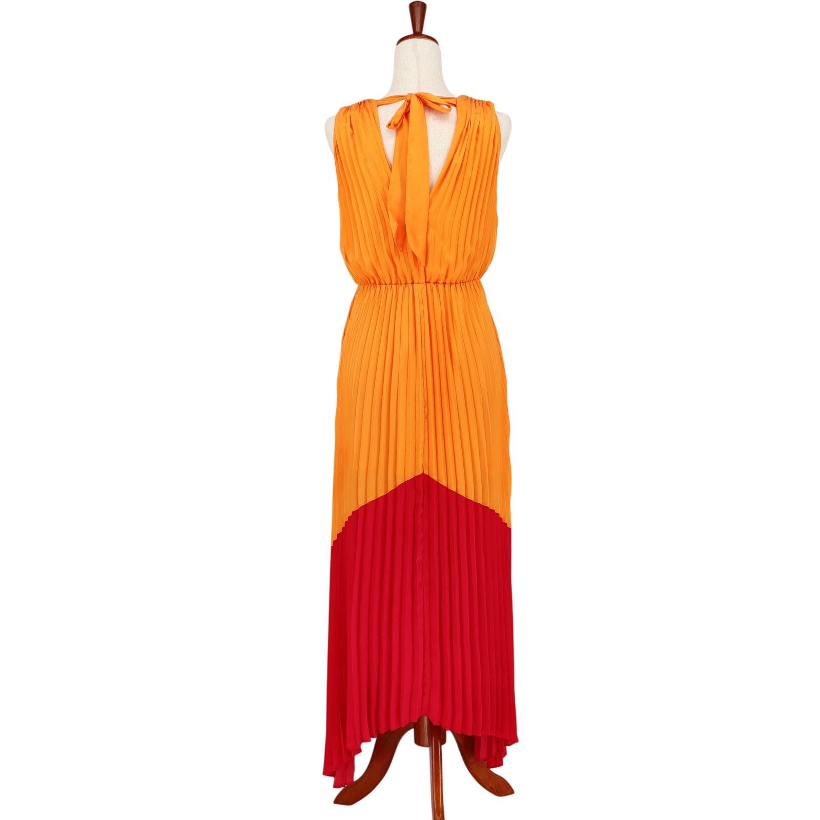 Express Express Women Orange Satin Flare Pleated Maxi Dress Size S Size S / US 4 / IT 40 - 5 Thumbnail