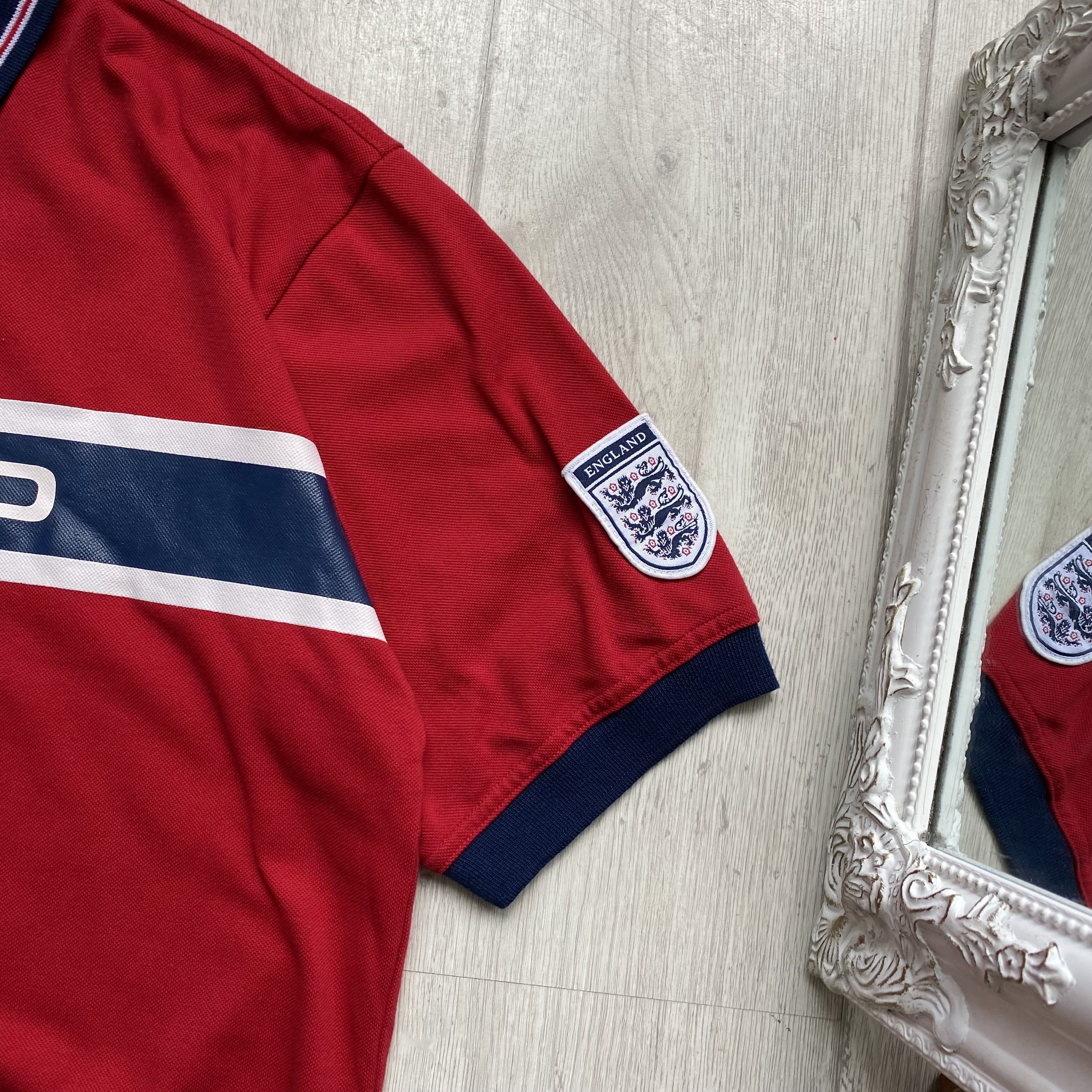 Reebok ⚽️ Vintage 90s England Union Soccer Boxy Polo Jersey Admiral Size US L / EU 52-54 / 3 - 4 Thumbnail